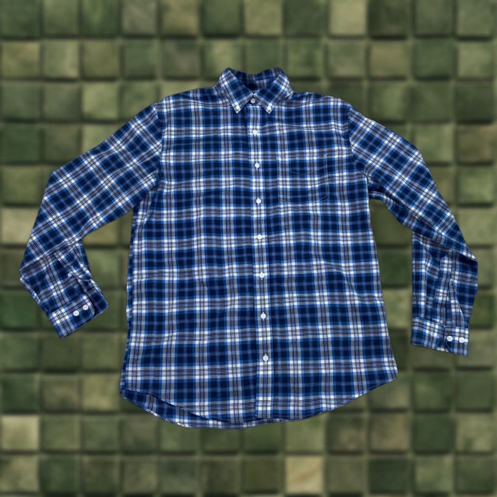 Vintage VINTAGE L.L. Bean Traditional Fit Blue Plaid Cotton Button-Down Shirt Mens Medium Tall Regular Knit? Size US M / EU 48-50 / 2 - 1 Thumbnail
