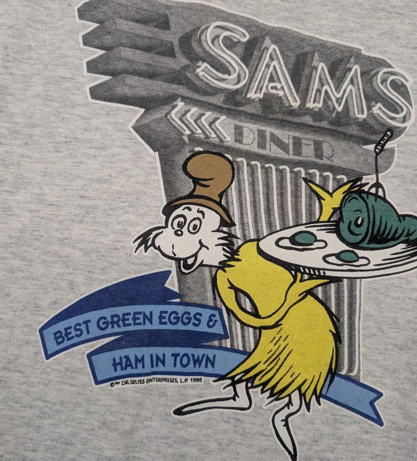 Vintage Vintage 90s Dr Seuss Green Eggs and Ham Sam's Diner T-shirt Size US XL / EU 56 / 4 - 2 Thumbnail