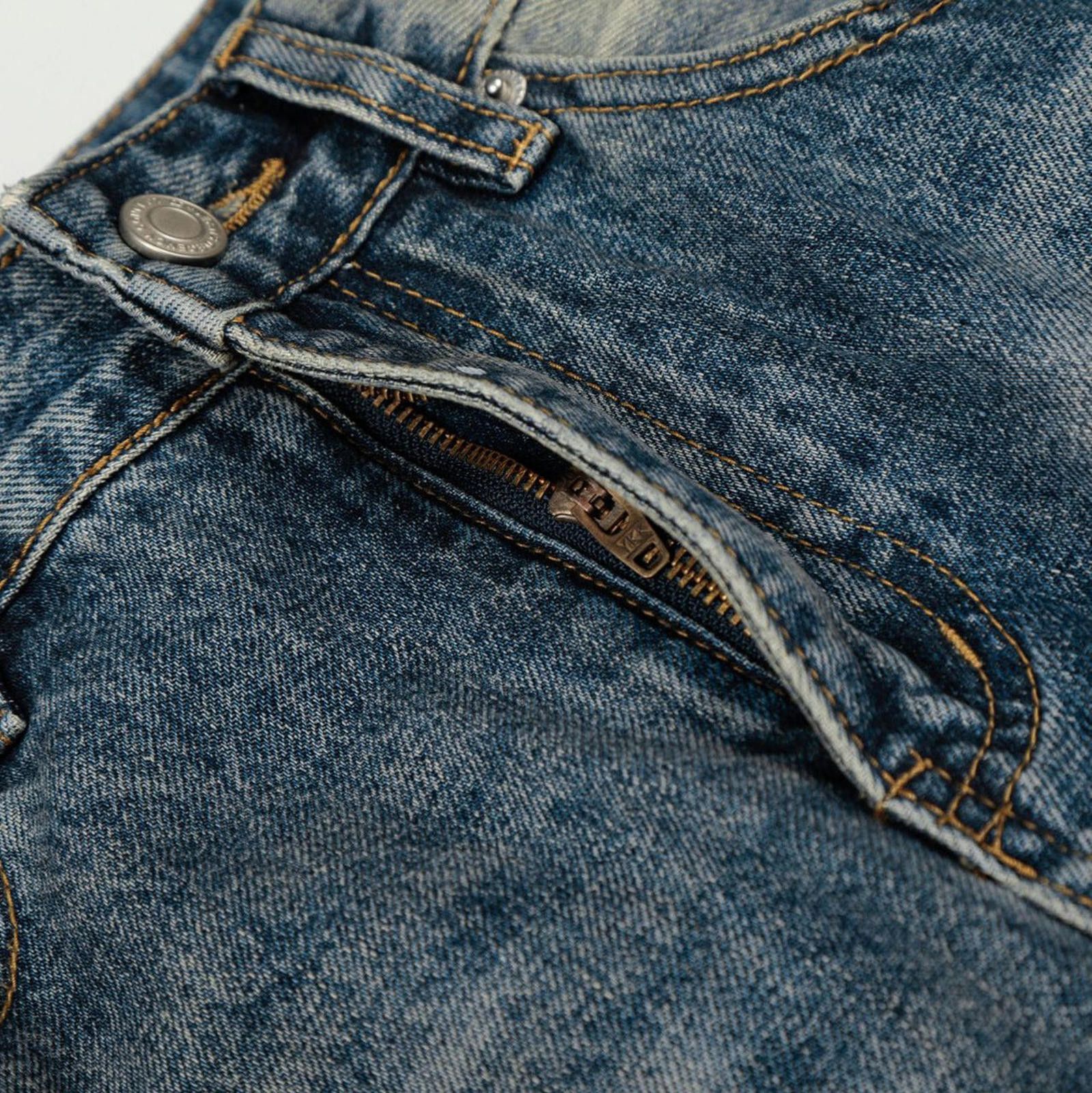 Jean Blue Wide Leg Distressed Denim Jeans, Baggy Fit Size US 33 - 4 Thumbnail