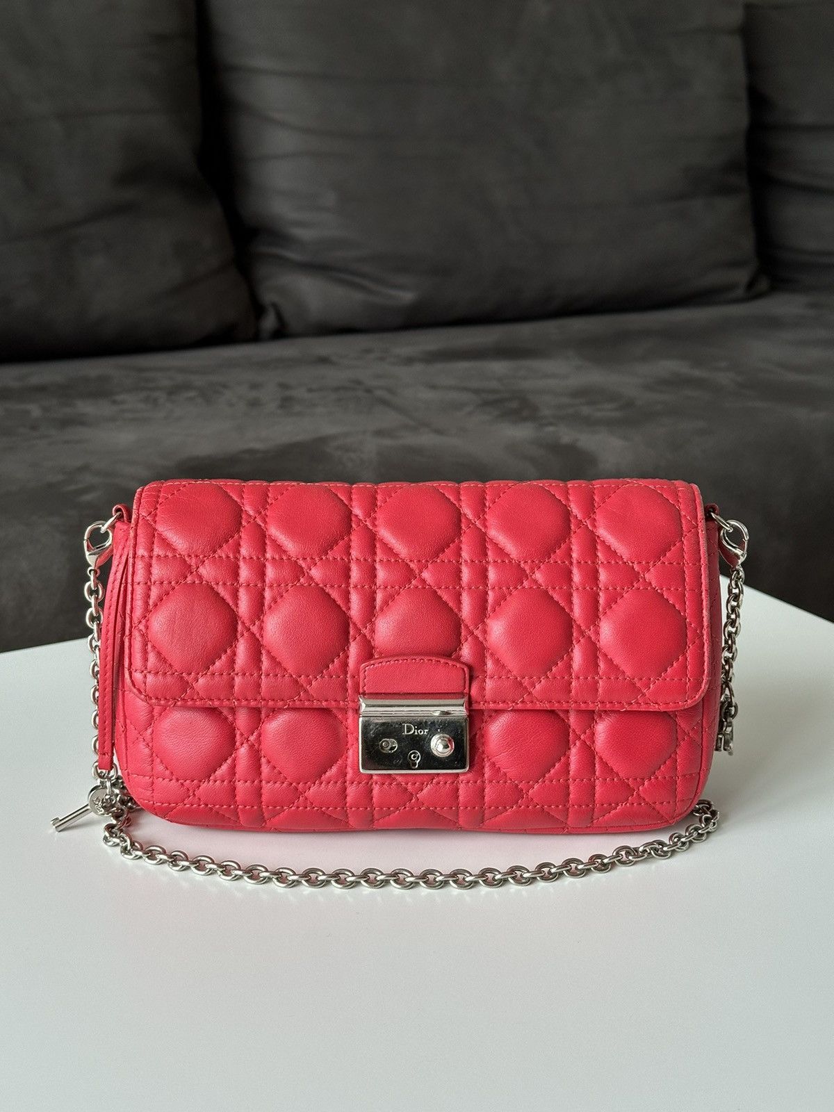 Christian Dior Monsieur x Dior Cannage Miss Dior Promenade Hot Pink Crossbody Bag in Red, Women's