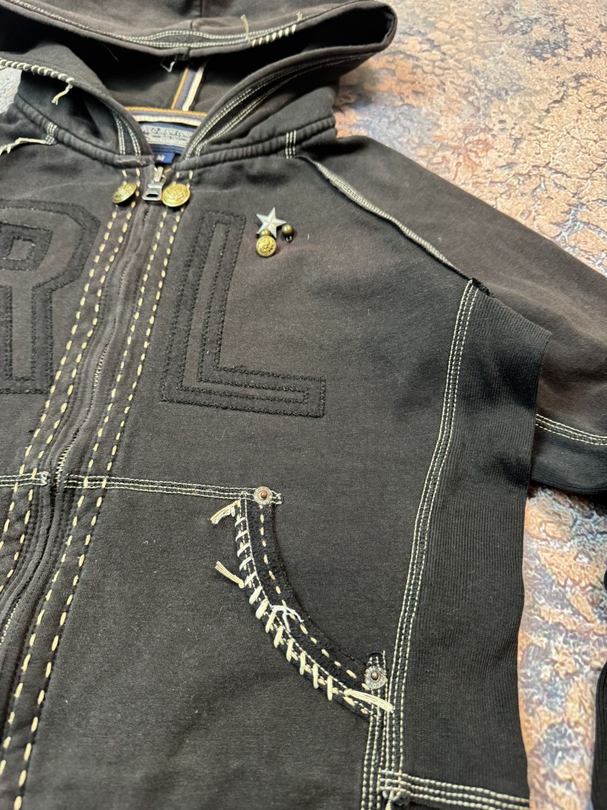 Polo Ralph Lauren Y2K Polo Ralph Lauren White Stitch Big Logo Zip Up Hoodie Size M / US 6-8 / IT 42-44 - 8 Thumbnail