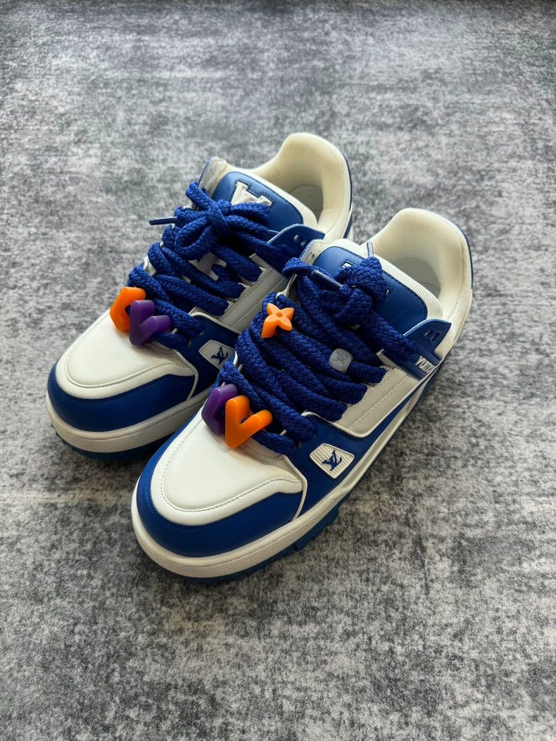 Louis Vuitton Louis Vuitton White and Blue Fat Ding Trainer shoes Size US 10 / EU 43 - 2 Thumbnail