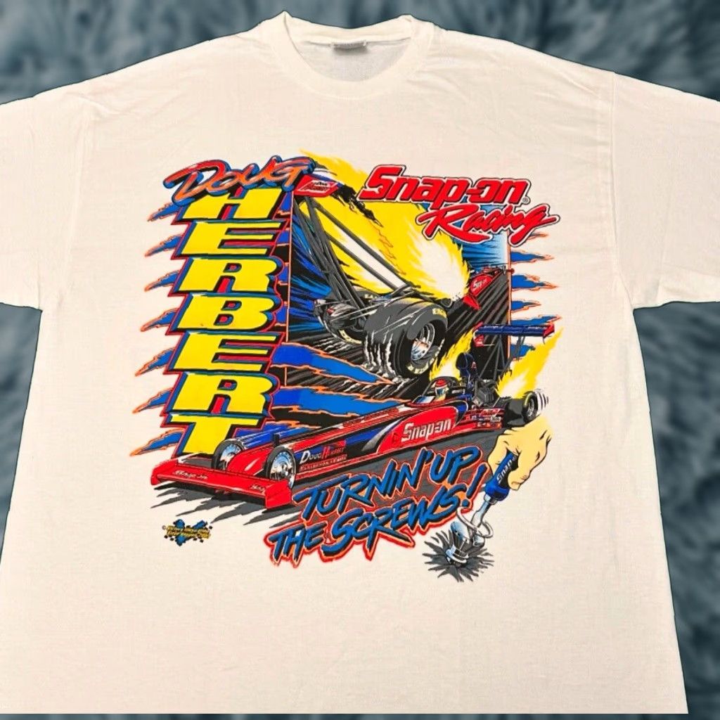 NASCAR VINTAGE 90s NASCAR Snap On Tools Herbert Drag Racing 2001 Double Sided Shirt XL Size US XL / EU 56 / 4 - 1 Thumbnail