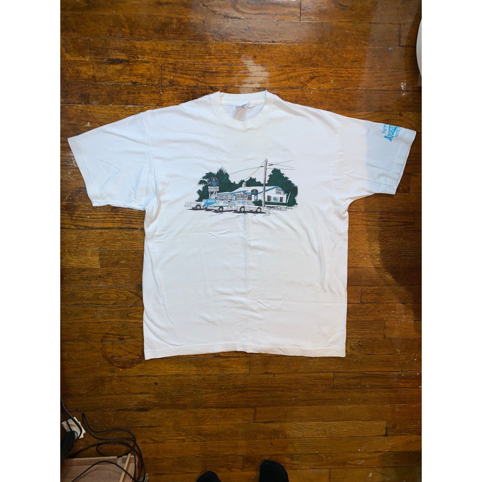Fruit Of The Loom Vintage Herbies Diner Marathon FL T Shirt 1992 USA Size US XXL / EU 58 / 5 - 2 Thumbnail