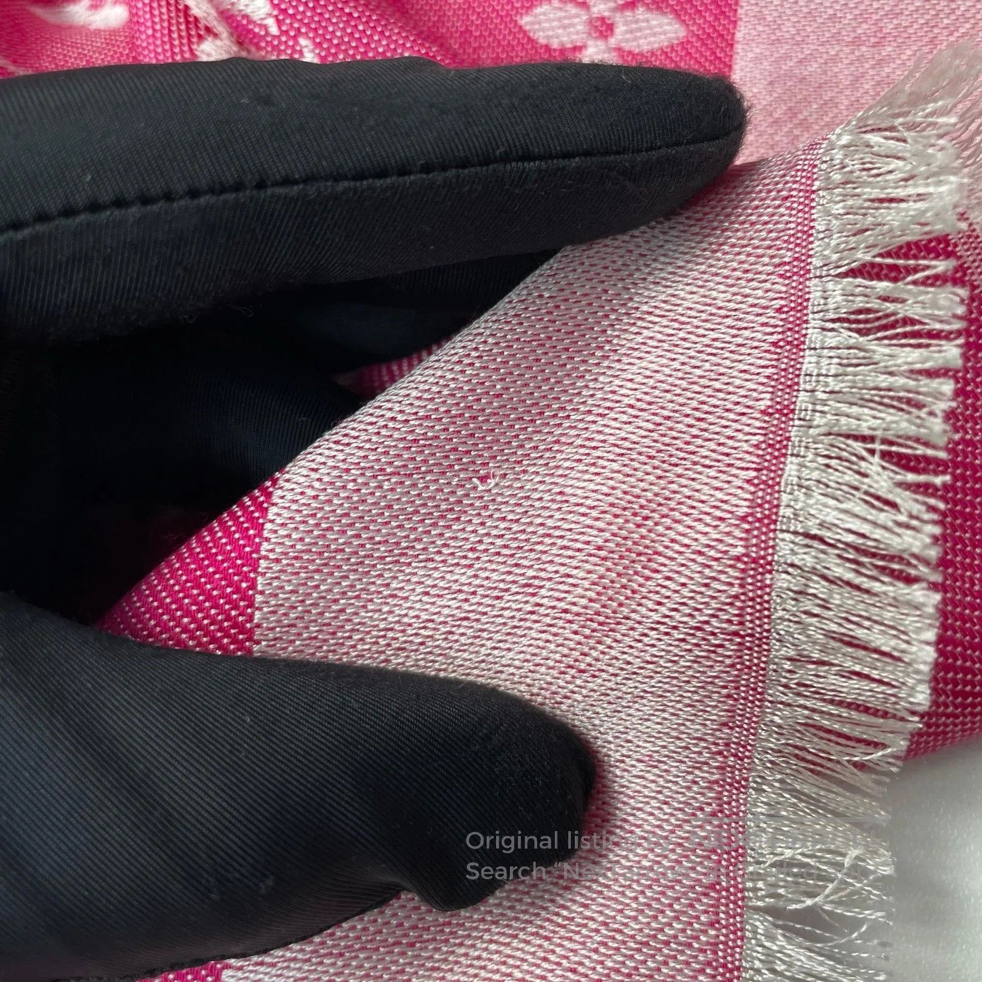 Louis Vuitton LV Pink Monogram Satin Tassel Scarf. Size ONE SIZE - 8 Thumbnail