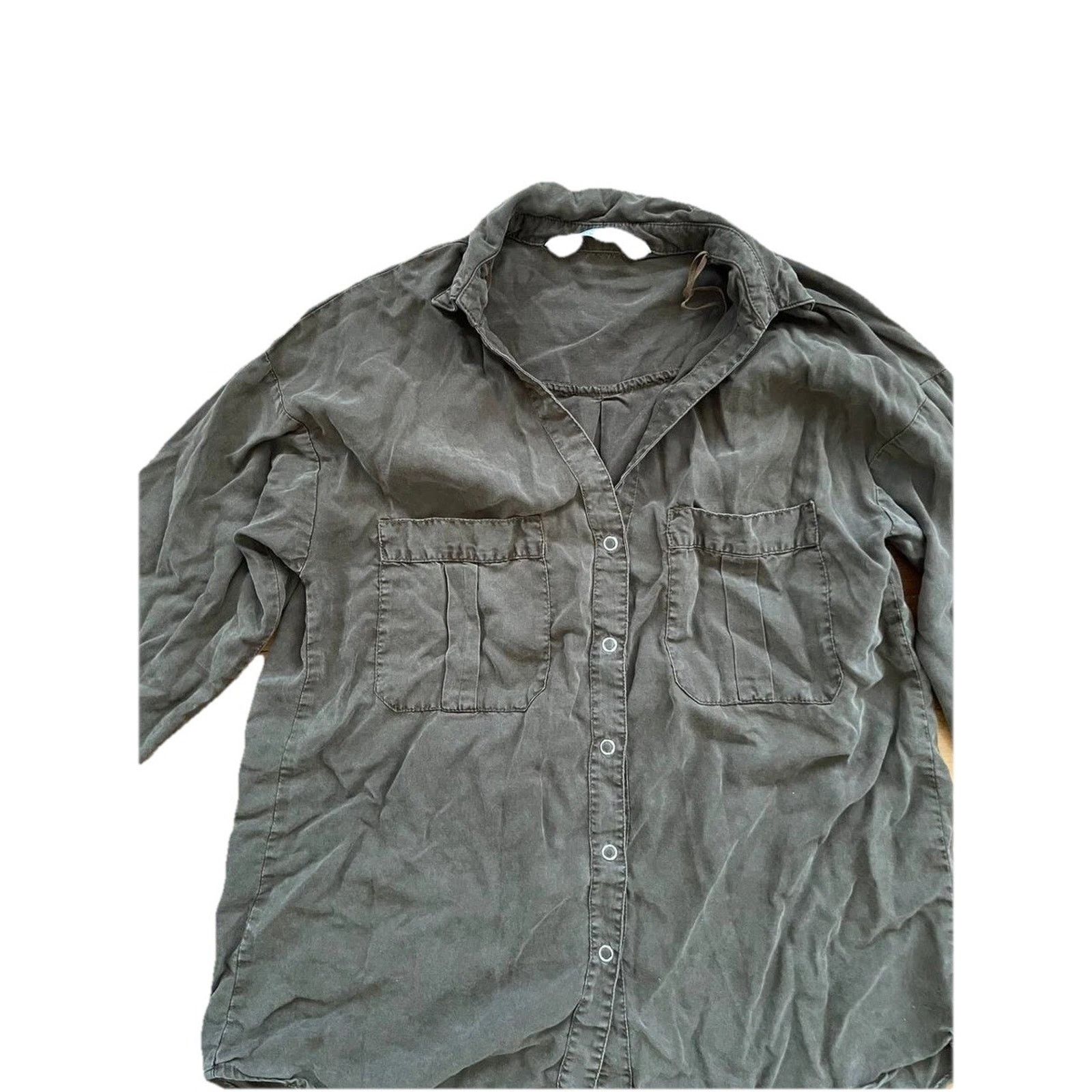 Zara ZARA DENIM Tencel Button Up Dark Snap Button Size XS A000821 Size XS / US 0-2 / IT 36-38 - 11 Thumbnail
