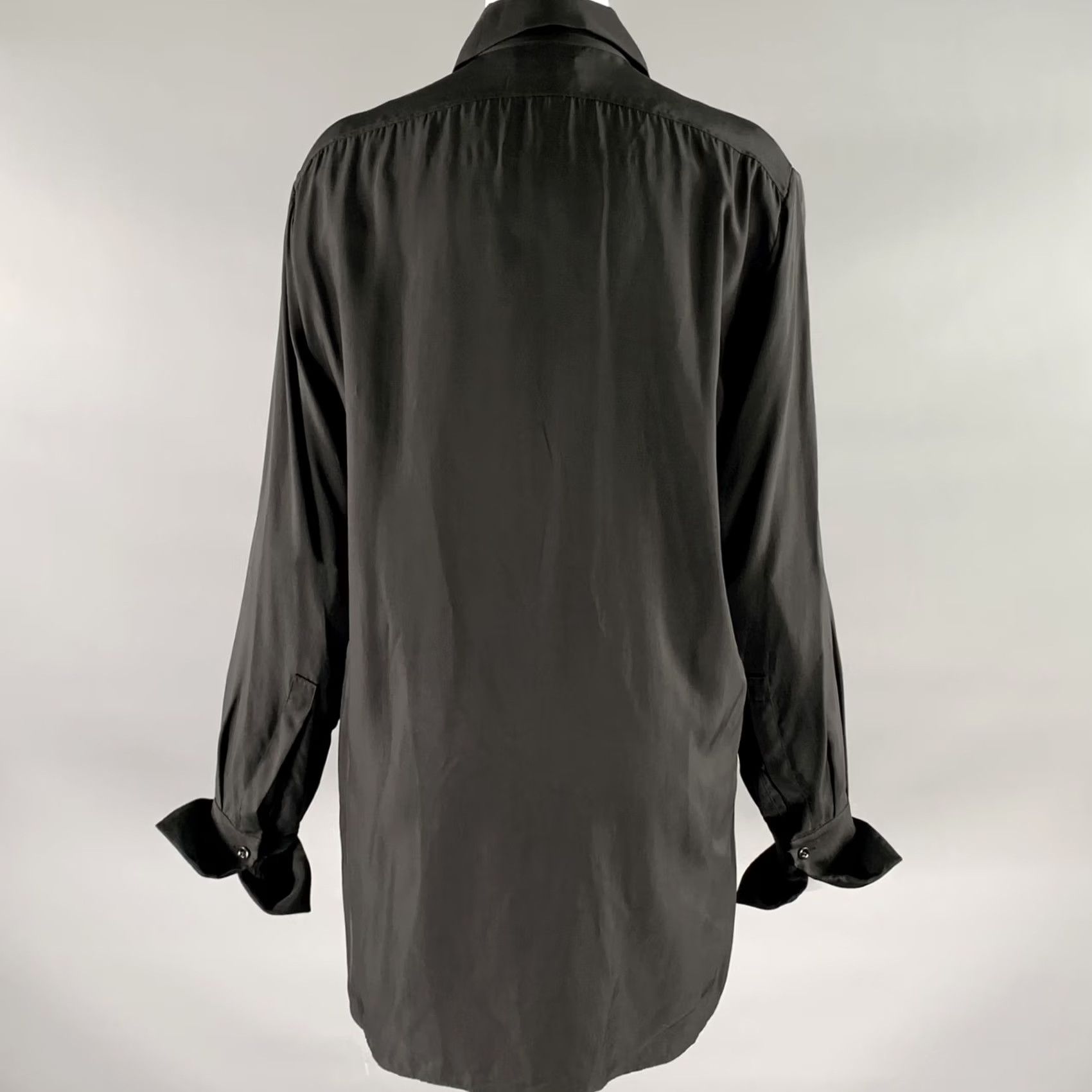 Jil Sander JIL SANDER Shirt XS Black Viscose Pleated Women Adult Regular Button-Up Size XS / US 0-2 / IT 36-38 - 4 Thumbnail