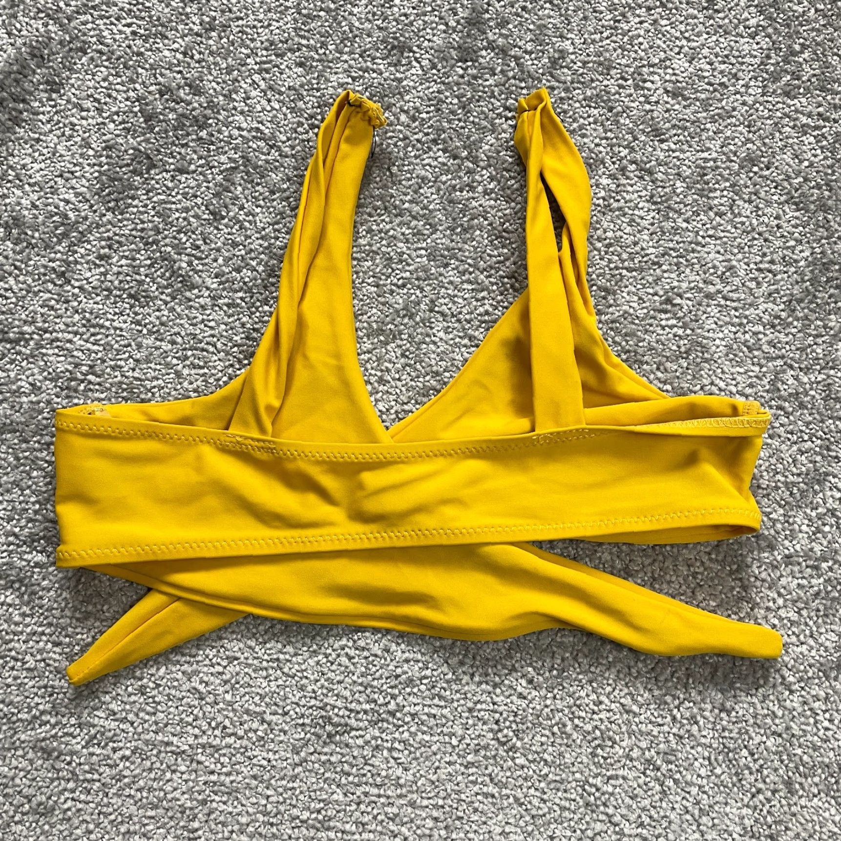 Vintage Unbranded Swimwear Bikini Top Womens Medium Mustard Tie Front Wide Strap Beach Size M / US 6-8 / IT 42-44 - 2 Thumbnail