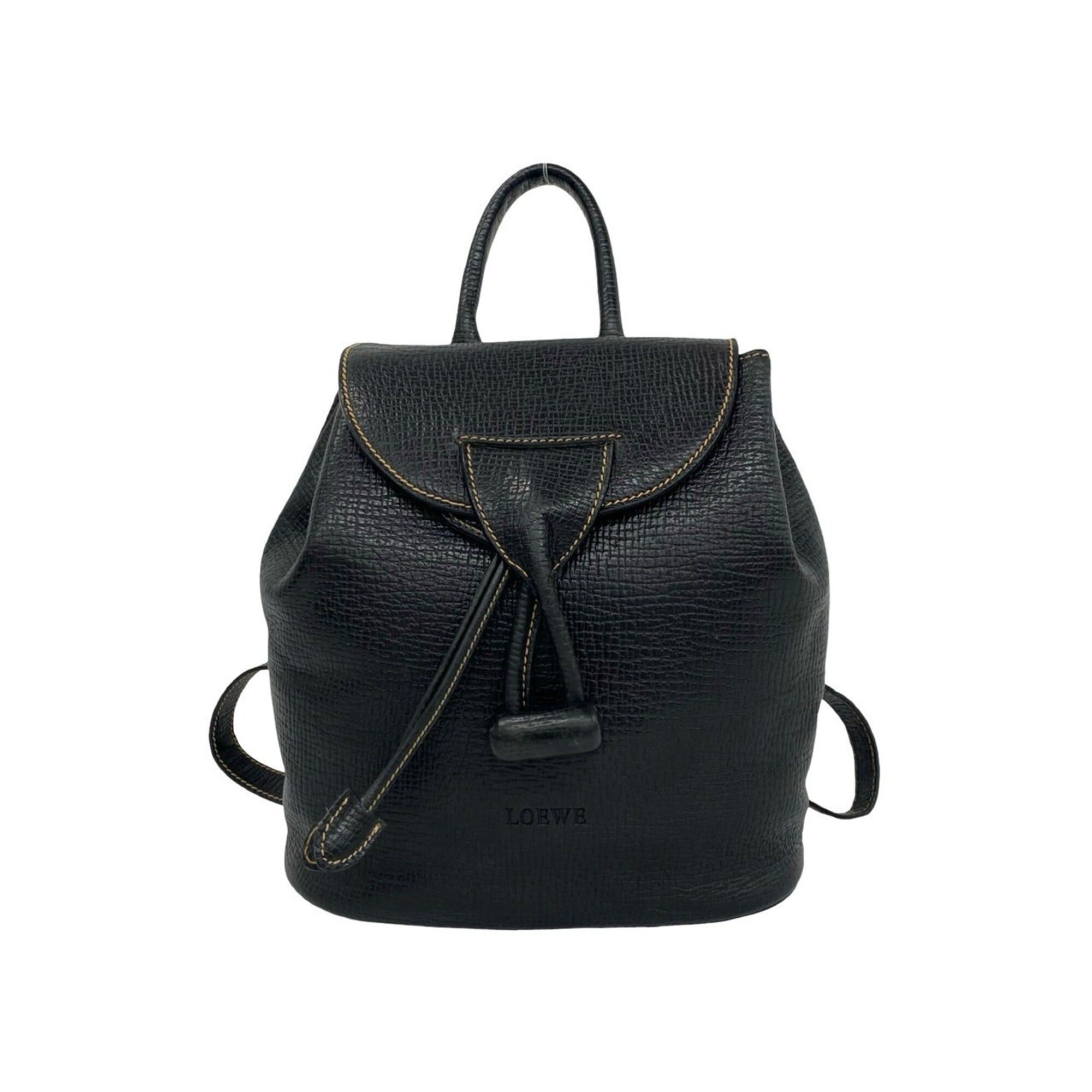 Loewe LOEWE Vintage Logo Leather Turnlock Drawstring Backpack Daypack Black 11546 Size ONE SIZE - 1 Thumbnail