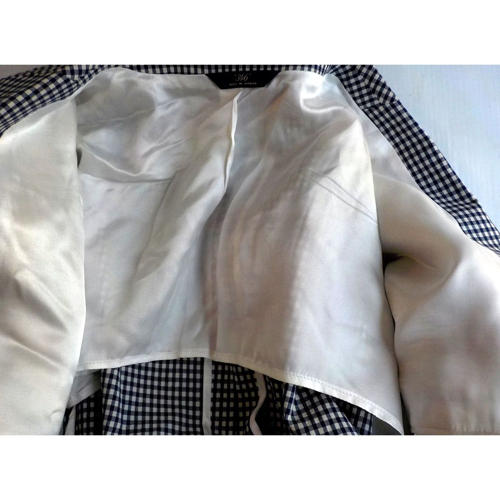Brooks Brothers BROOKS BROTHERS Fitzgerald Fit Sport Coat Navy/Ivory Check Wool/Cotton 45R Two-Button Notch Lapel Men's Coat Size US S / EU 44-46 / 1 - 7 Thumbnail