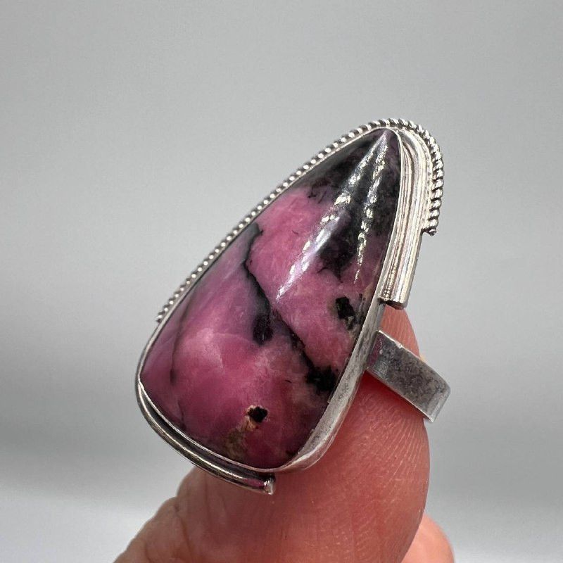 Vintage Vintage Rhodonite Ring Sterling Silver 925 Size 7 Handmade Size ONE SIZE - 3 Thumbnail