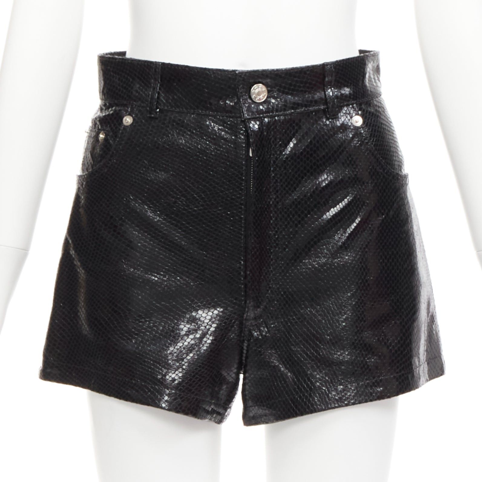 Other MANOKHI black genuine scaled leather high waisted shorts FR36 XS Size 27" / US 4 / IT 40 - 1 Thumbnail