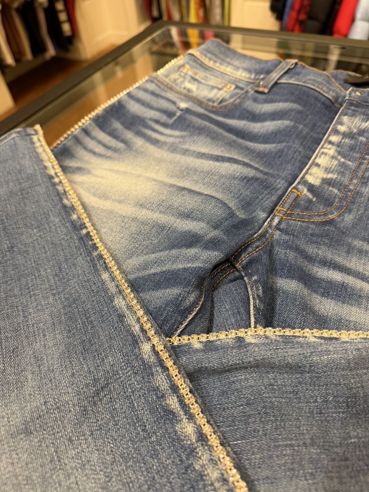Amiri Amiri Crystal Track Denim Jeans Size US 34 / EU 50 - 3 Thumbnail