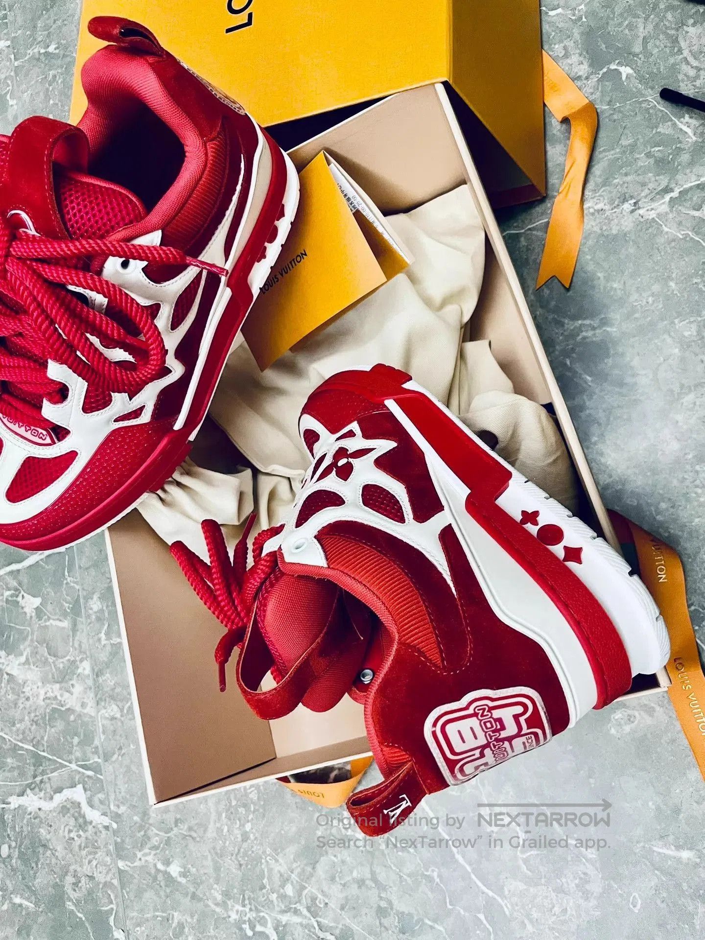 Louis Vuitton Red High-Top Sneakers Size 8.5. Size US 8.5 / EU 41-42 - 1 Thumbnail