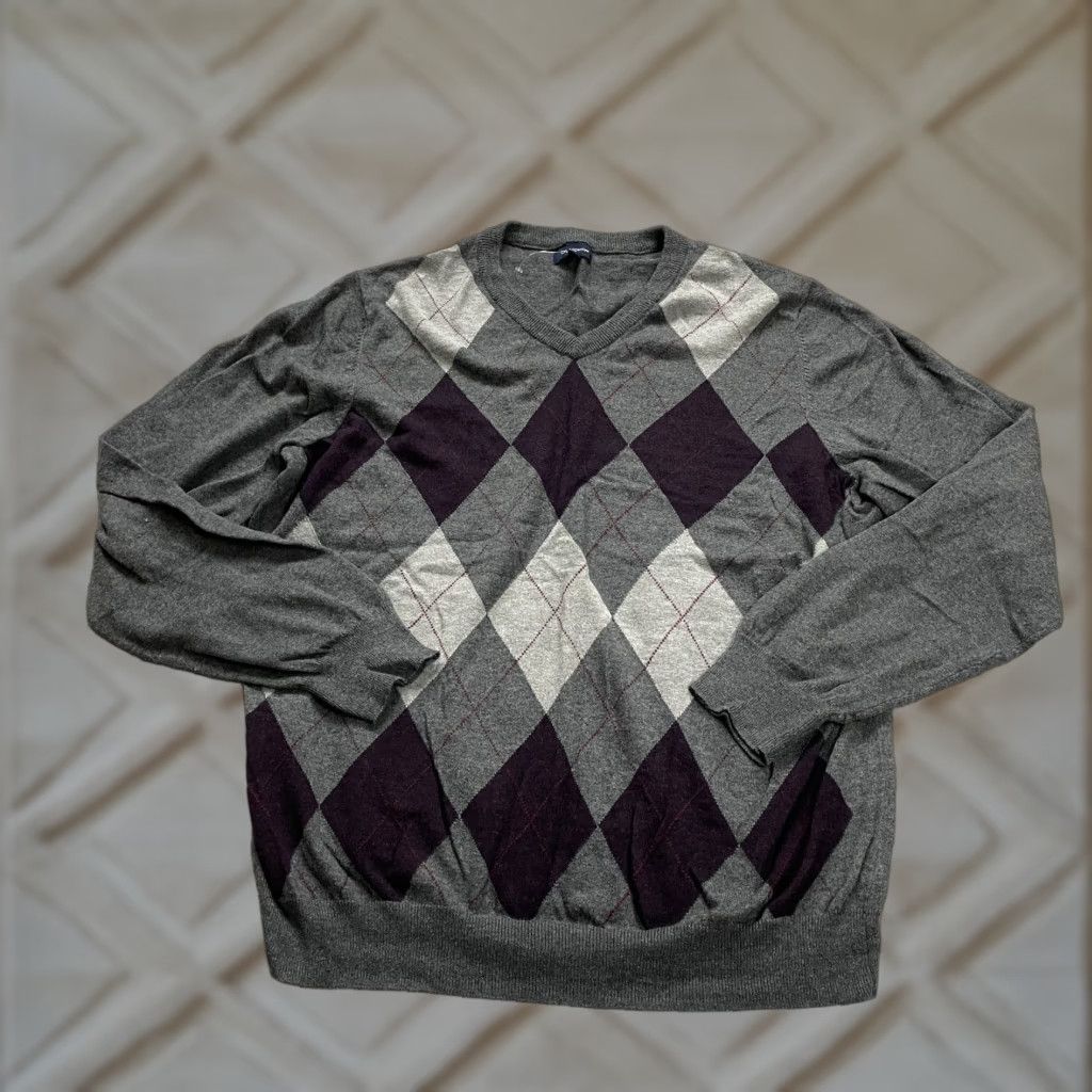 Croft & Barrow Croft & Barrow Sweater Mens XL Multicolor Argyle Diamond Knit V-Neck Pullover Mens Size US XL / EU 56 / 4 - 1 Thumbnail