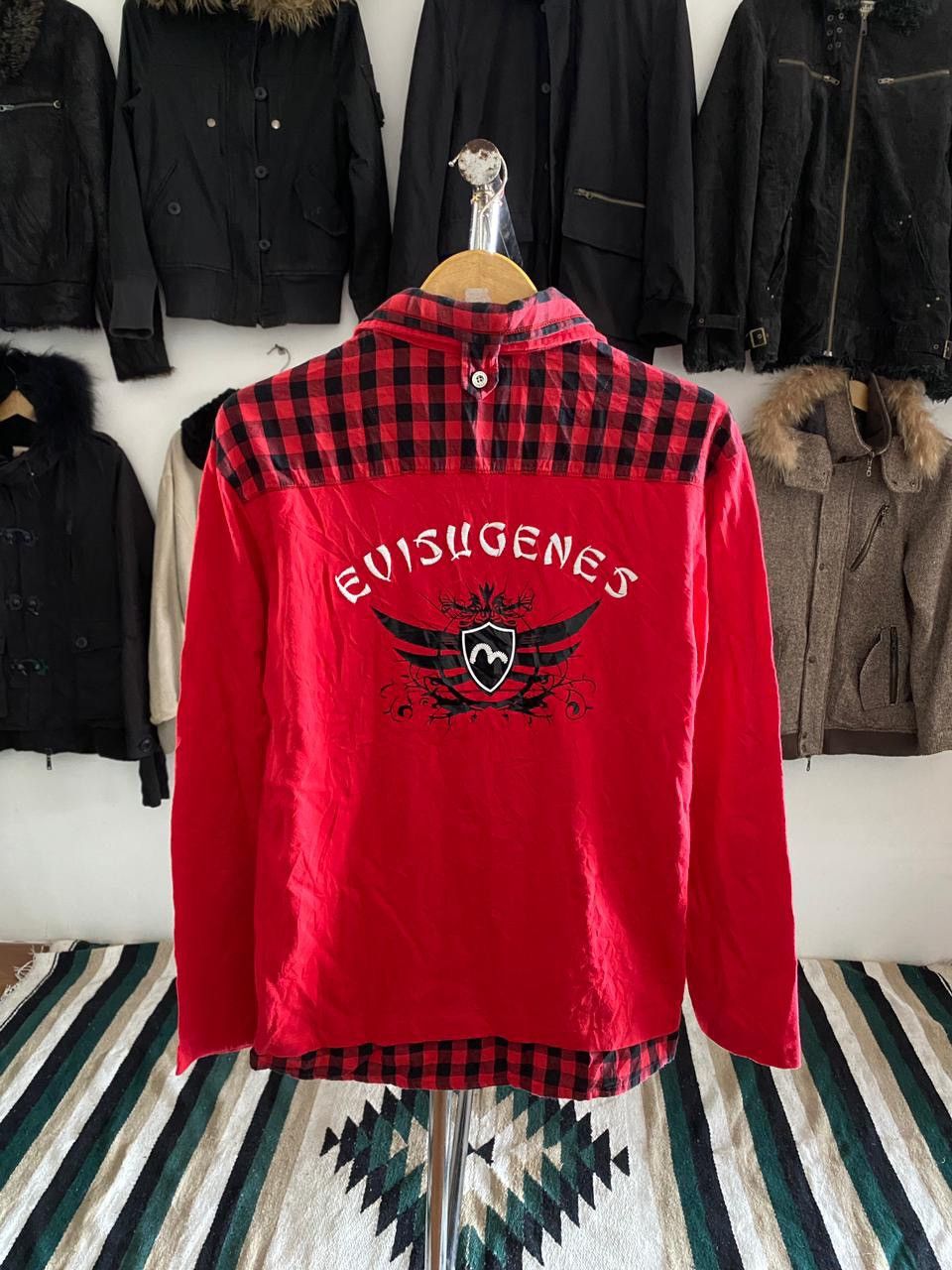 Japanese Brand Vintage Evisu Genes Big Logo Embroidered Mock Layered Shirt Size US L / EU 52-54 / 3 - 1 Thumbnail