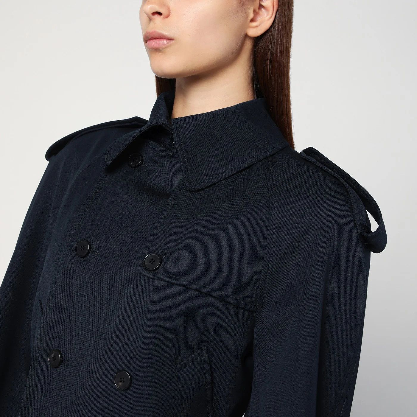 Alexander McQueen o1d2blof0426 Short Double-Breasted Jacket in Navy Blue Size M / US 6-8 / IT 42-44 - 3 Thumbnail