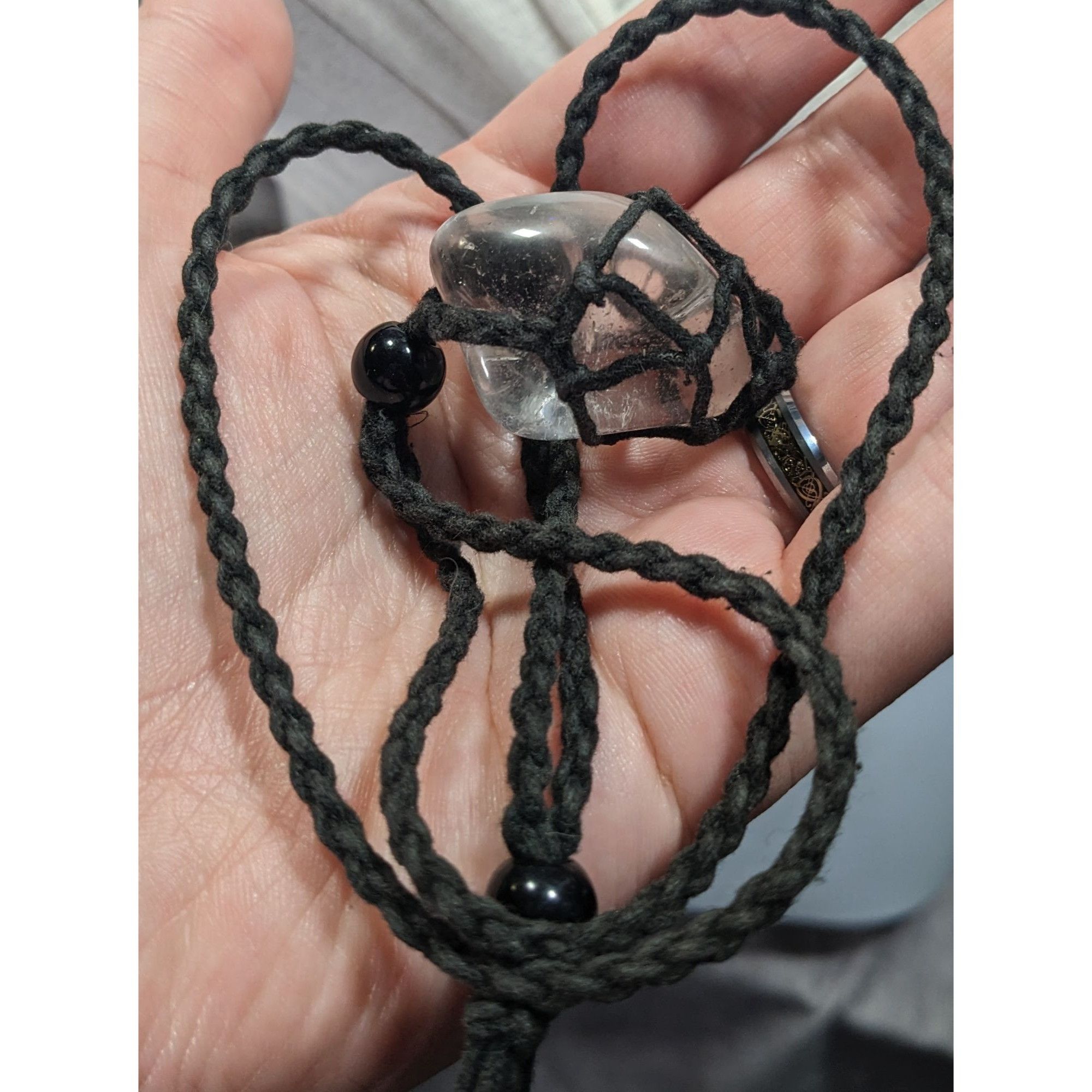 Other Whimsical Crochet Caged Clear Stone Pendant Necklace Size ONE SIZE - 5 Thumbnail
