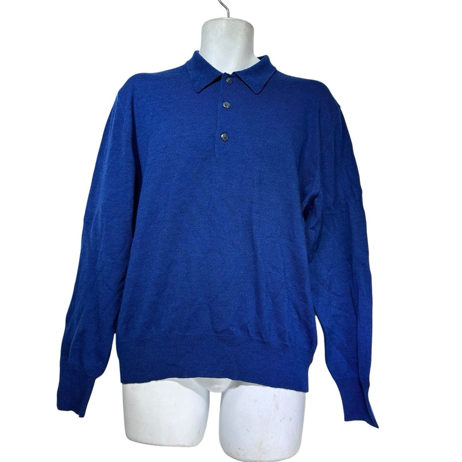 Neiman Marcus Neiman Marcus Wool Polo Sweater Blue Long Sleeve Italy M Size US M / EU 48-50 / 2 - 2 Thumbnail