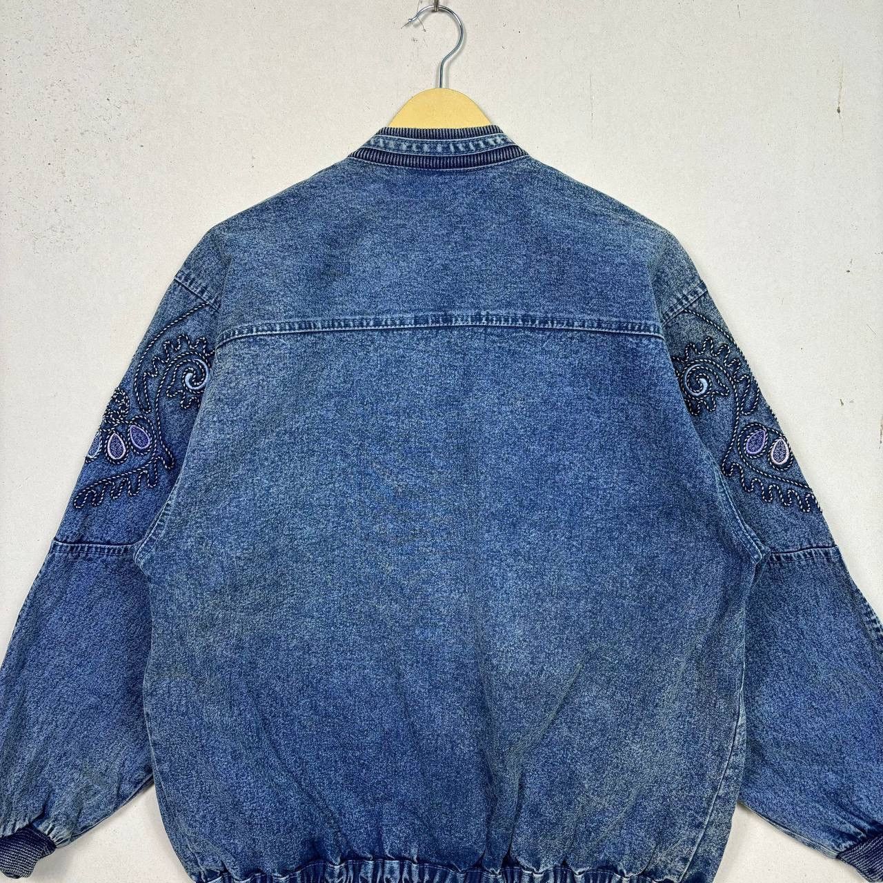 Other Vintage 80s Embroidered Acid Wash Denim Jacket Size US L / EU 52-54 / 3 - 6 Thumbnail