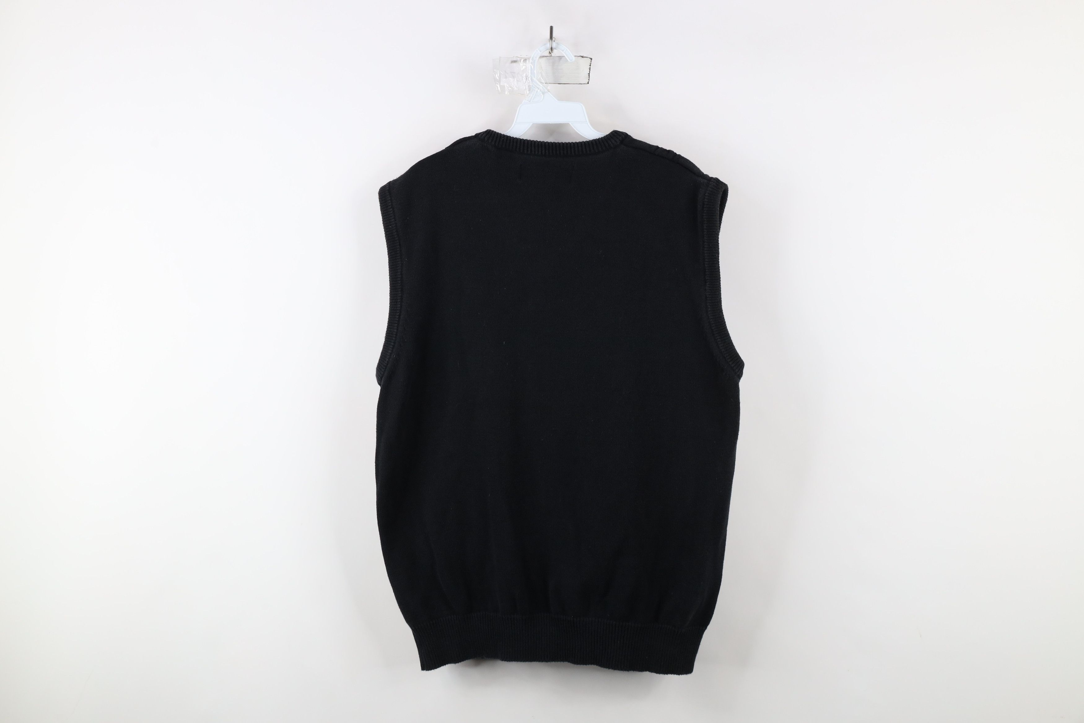 Vintage Vintage 90s Streetwear Cotton Cable Knit Sweater Vest Black Size US L / EU 52-54 / 3 - 5 Thumbnail