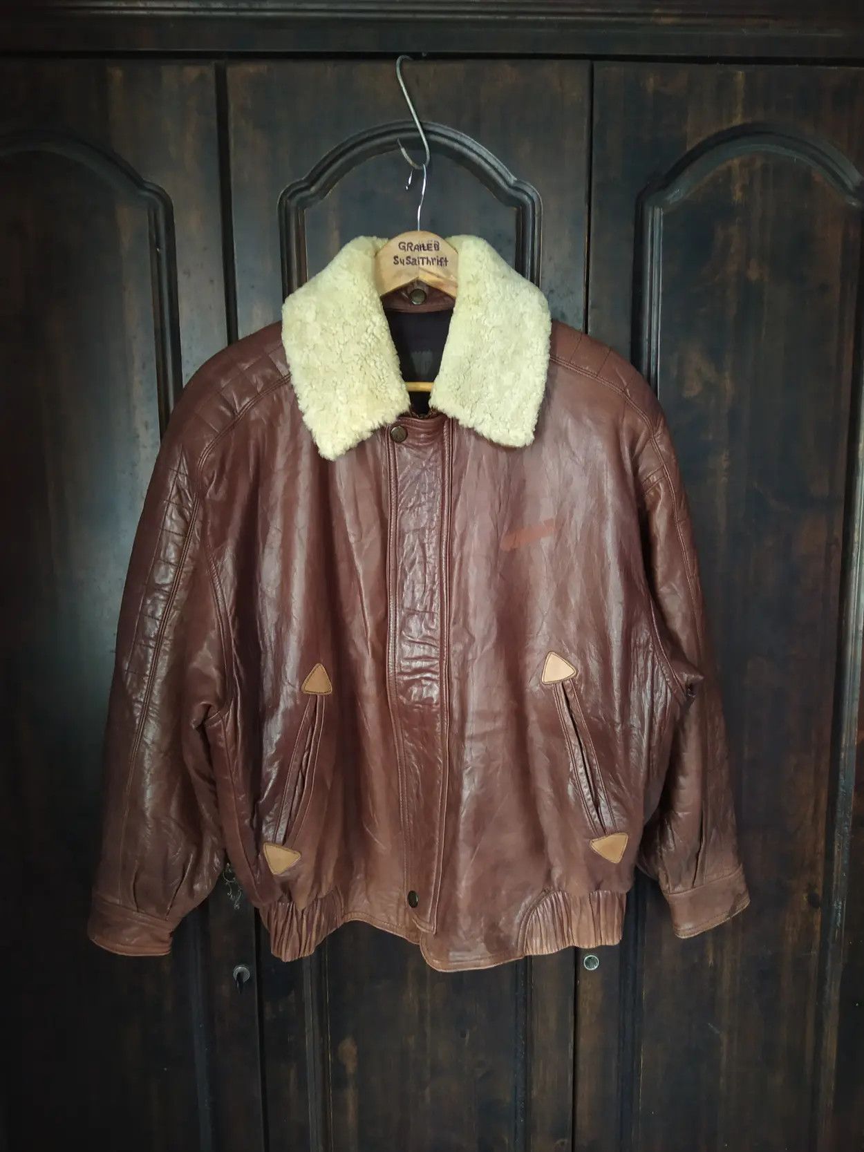 Vintage Vintage Munper Spain Shearling Collar Leather Bomber Jacket Size US XL / EU 56 / 4 - 1 Thumbnail
