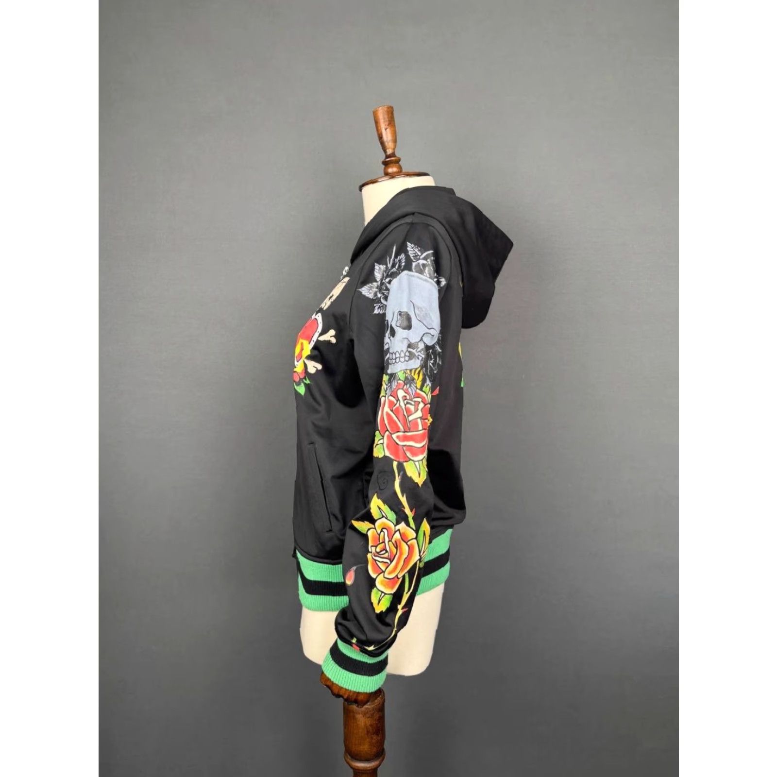 Ed Hardy Ed Hardy Love Women Track Jacket L Black Polyester Full Zipper Hooded Size L / US 10 / IT 46 - 6 Thumbnail