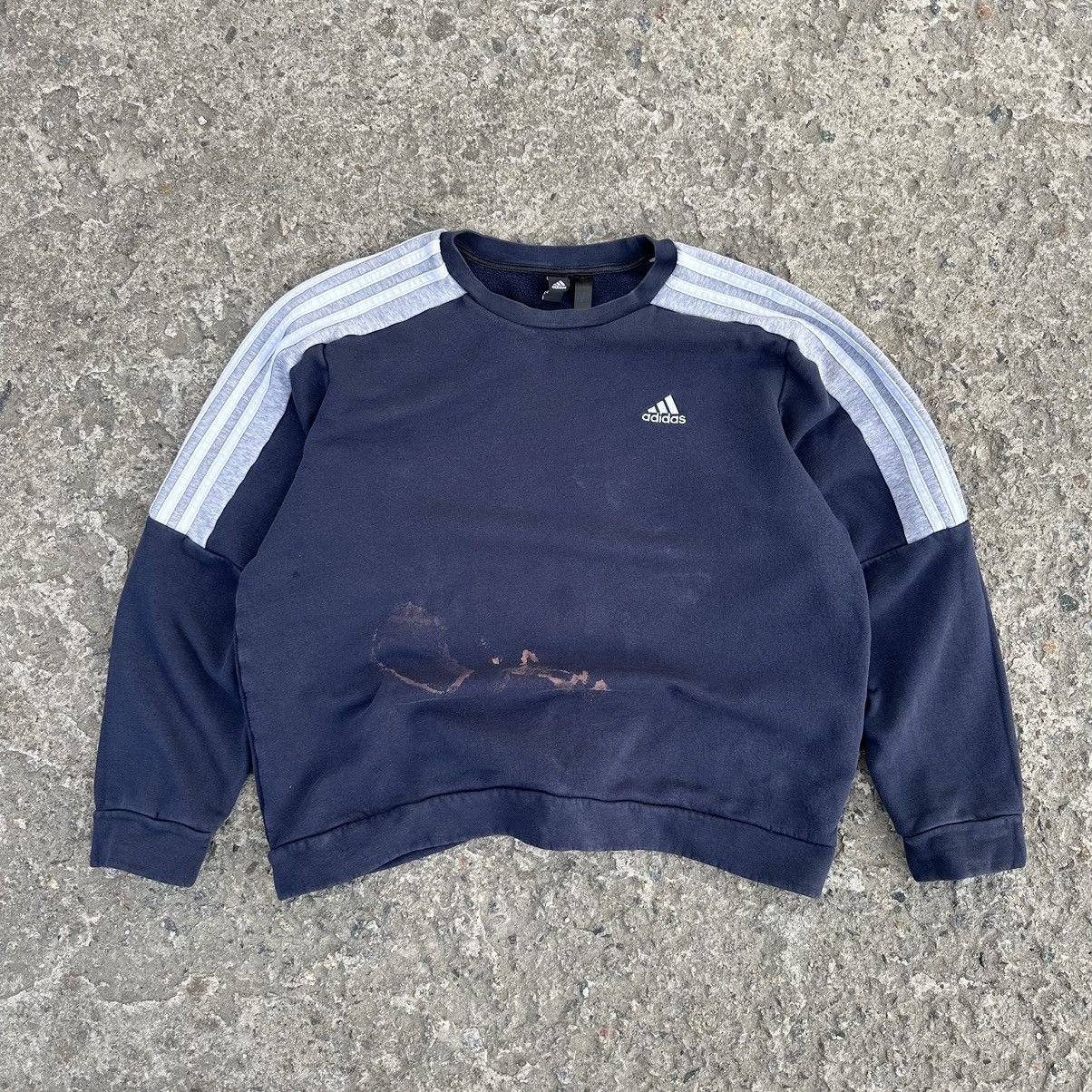Adidas × Vintage Vintage Adidas Sweatshirts Small Logo Trashed Y2K 00s Size US L / EU 52-54 / 3 - 1 Thumbnail