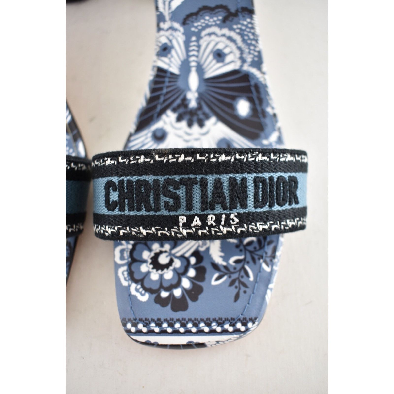 Dior Dior Bandana Embroidered Black Blue Dway Heeled Sandal Size US 10 / IT 40 - 8 Thumbnail