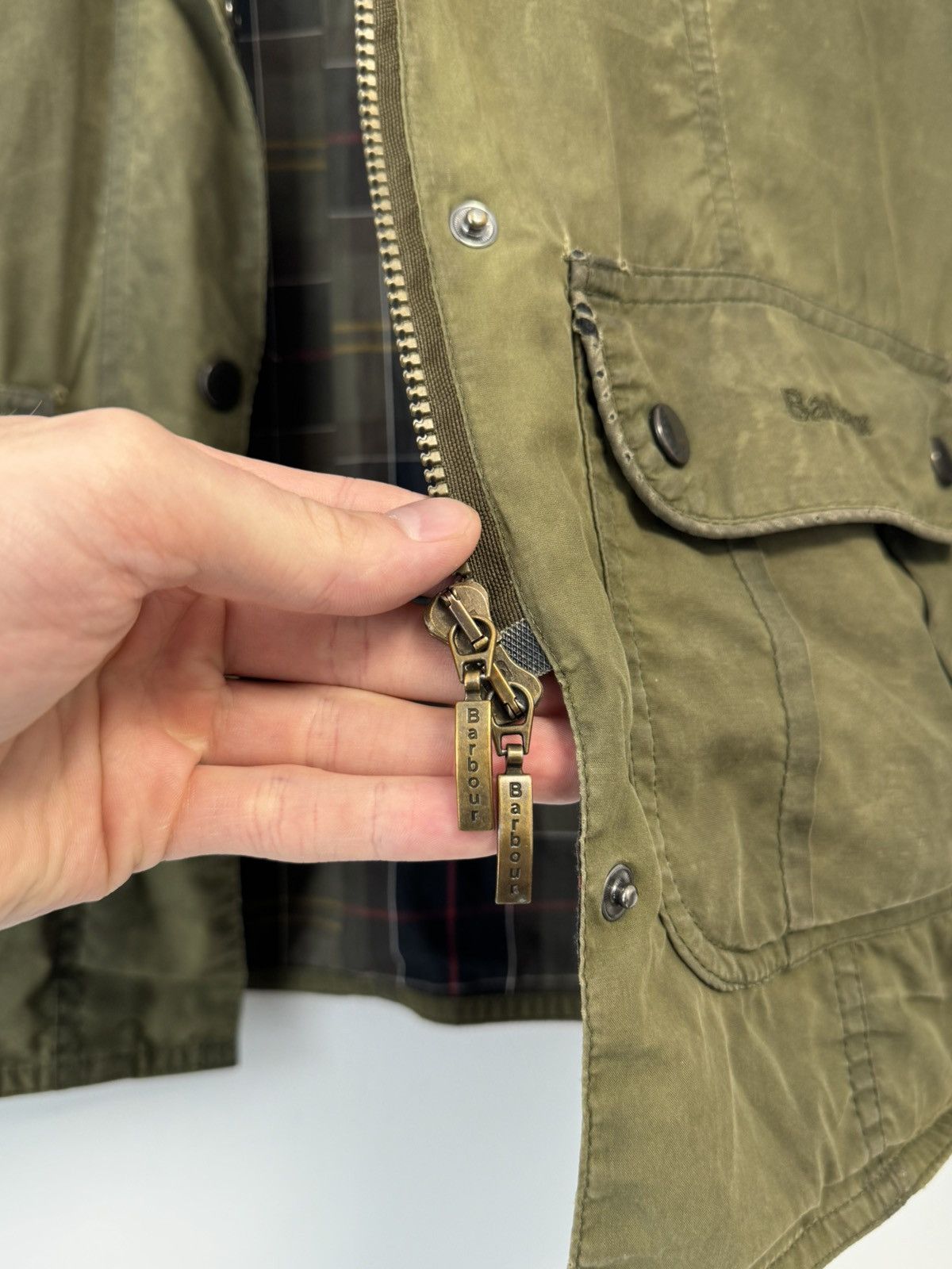 Barbour Women’s Barbour L1091 Utility Waxed Olive Jacket Wax Coat Size M / US 6-8 / IT 42-44 - 12 Thumbnail