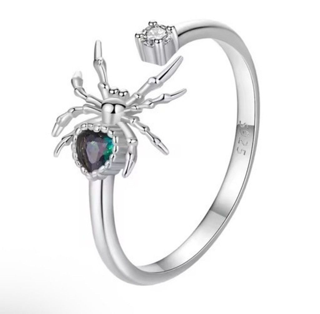 The Unbranded Brand NWT Halloween Ring 925 Sterling SilverSpider Adjustable Ring Size ONE SIZE - 1 Thumbnail