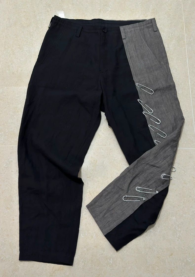 Yohji Yamamoto yohji yamamoto size 2 2024ss \n Pin Linen Patchwork pants 2 Size US 28 / EU 44 - 1 Thumbnail