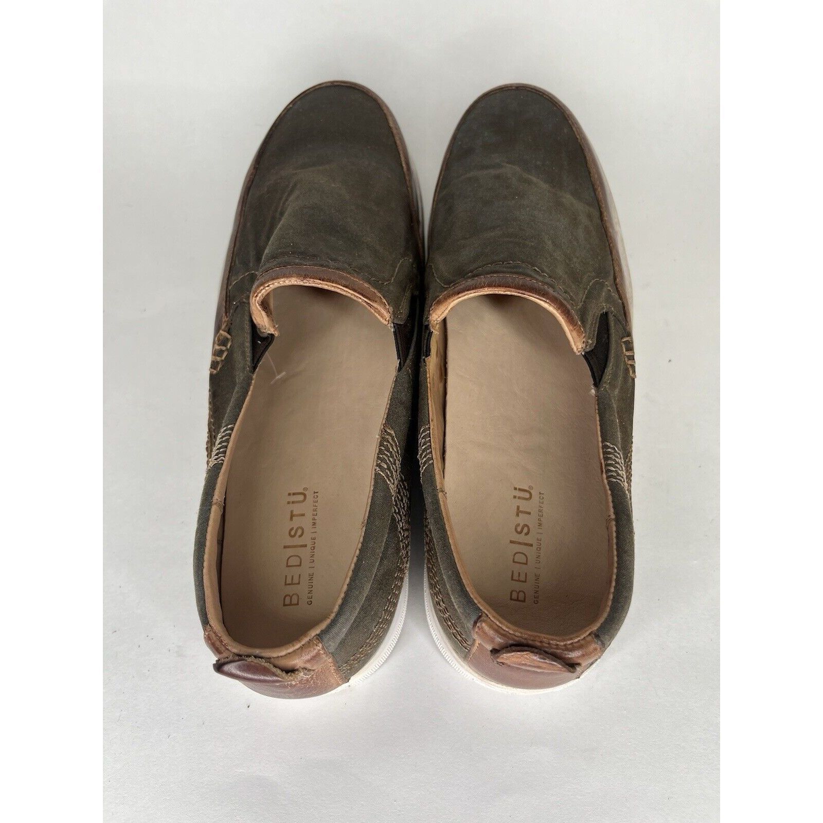 Bed Stu Bed Stu Green Canvas Brown Leather Casual Loafers Shoes Men Size US 13 / EU 46 - 5 Thumbnail