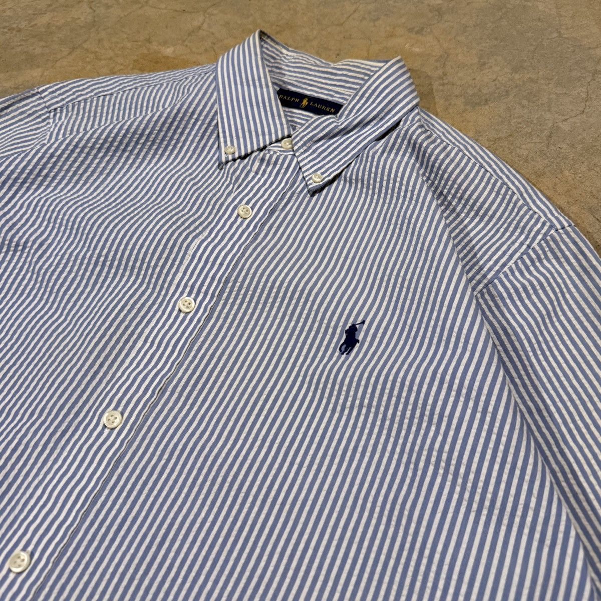 Polo Ralph Lauren Vintage Polo Ralph Lauren Pony Seersucker Button Up Shirt Size US XL / EU 56 / 4 - 3 Thumbnail