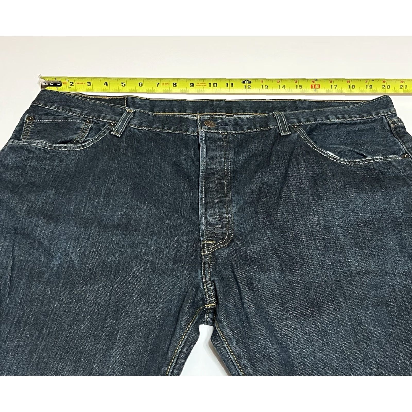 Levi's Levi's 501 Jeans Mens 40x32 Dark Wash Button Fly Straight Leg Denim Cotton Regular Inseam 32 Size US 40 / EU 56 - 3 Thumbnail