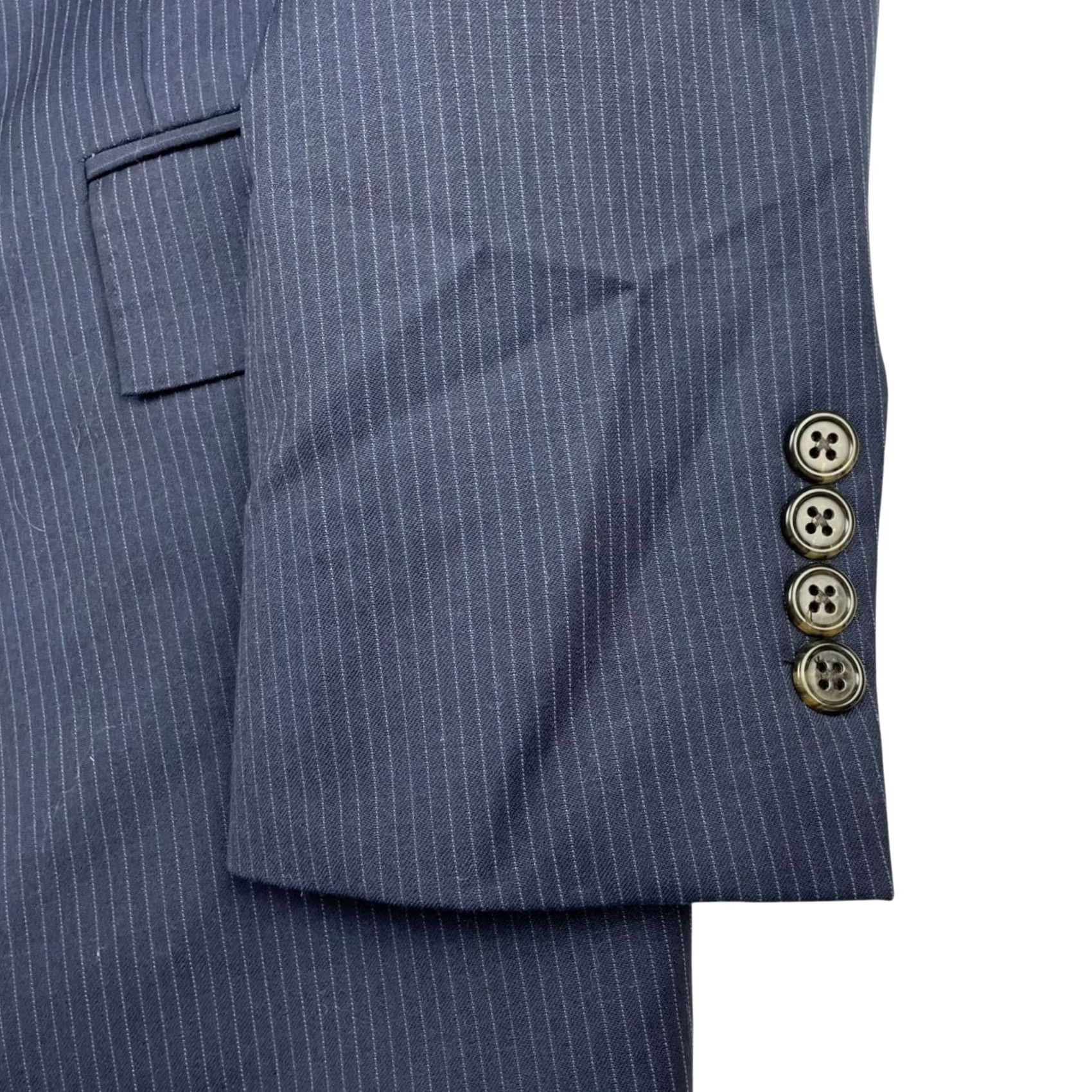 Todd Snyder Todd Snyder Men’s Mayfair Fit Blazer Jacket Navy Blue Stripe 100% Wool 2-Button 40R Regular Mens Size 40R - 4 Thumbnail