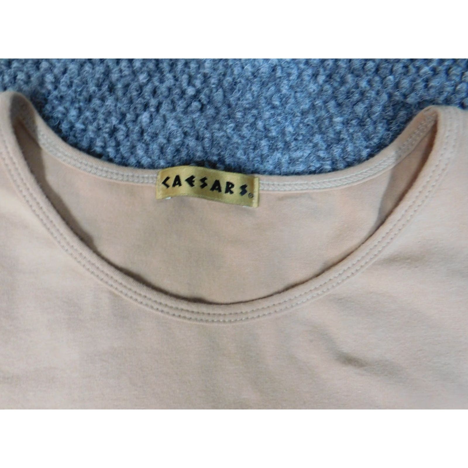 Vintage Caesars Blouse Shirt Women's Large Beige Pullover Short Sleeve Round Neck Pleated Rayon Fashion Casual Regular Vintage No N/A Size L / US 10 / IT 46 - 7 Thumbnail