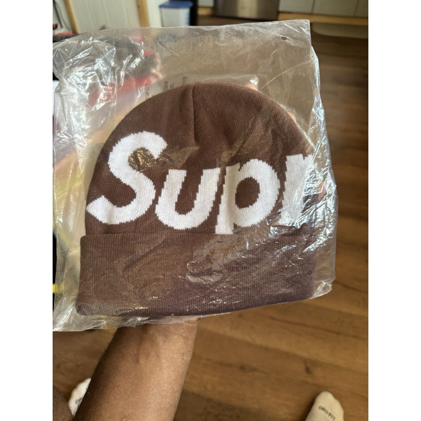 Streetwear × Supreme Supreme Motion Logo Beanie Taupe SS23