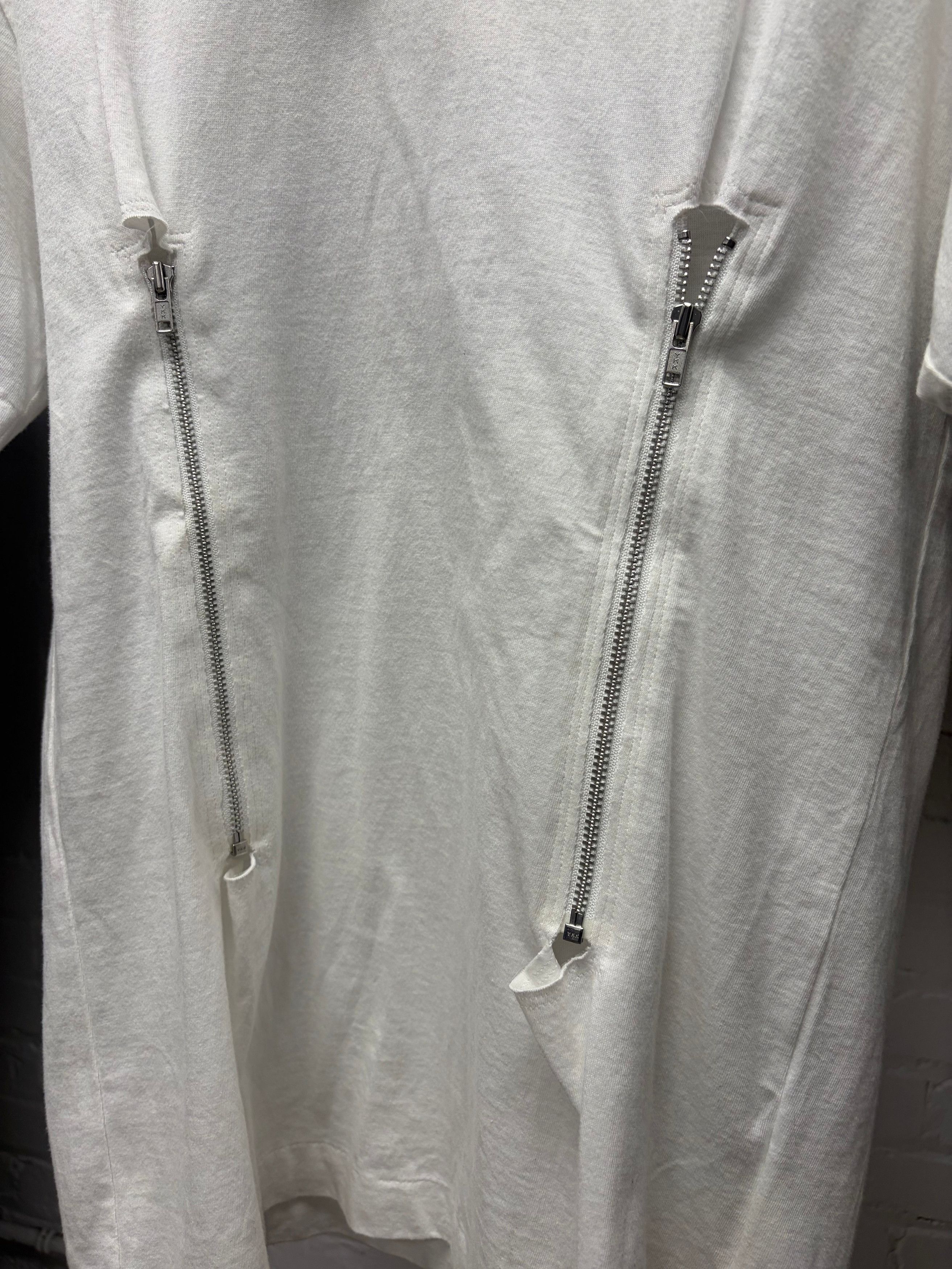 Comme des Garcons 2014 Comme Des Garçons Homme Plus ‘Double Zip’ White Cotton T-Shirt Size US M / EU 48-50 / 2 - 2 Thumbnail