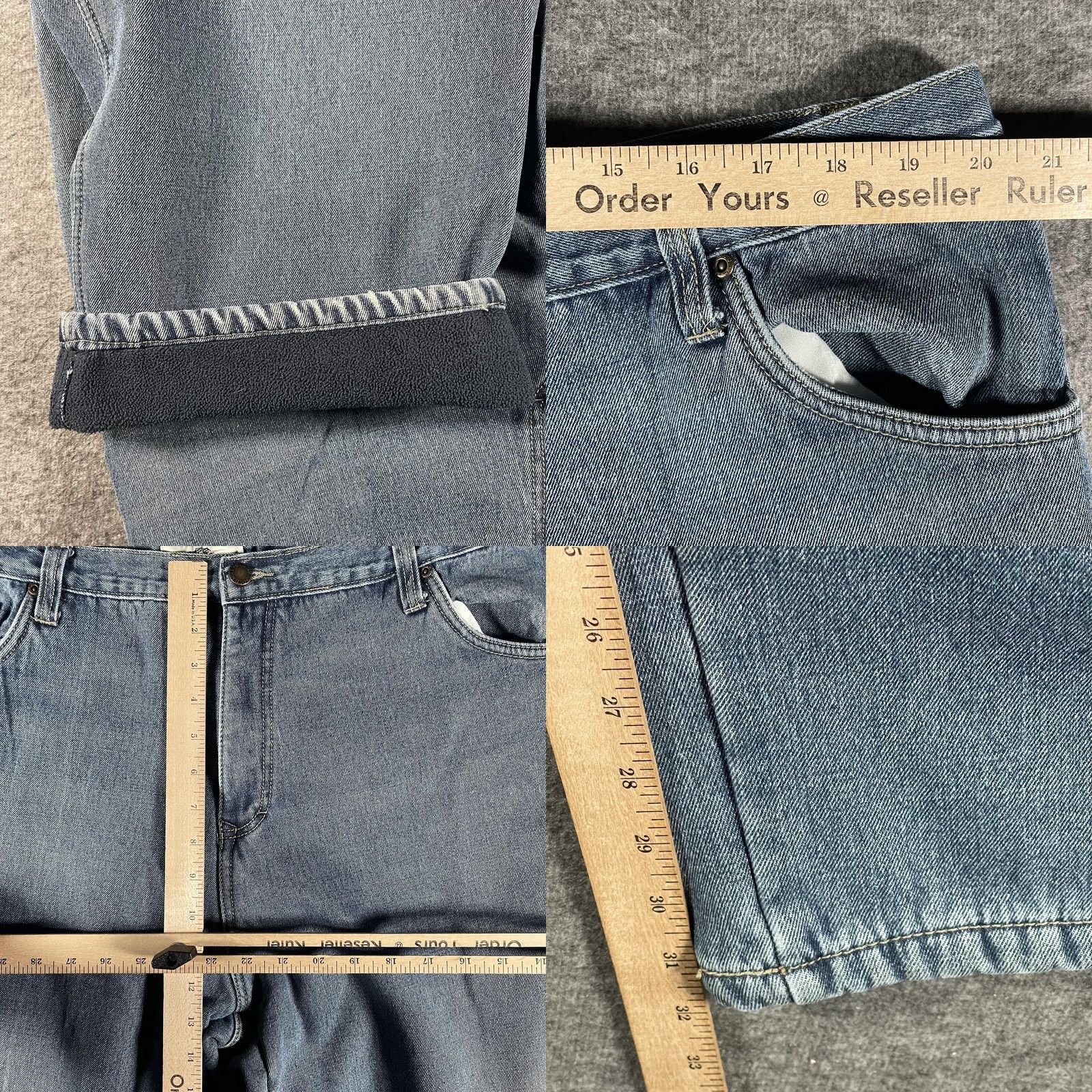 Denime Old Mill Jeans Mens 42x34 Blue Fleece Lined Warm Denim Straight Leg 5-Pocket Size US 42 / EU 58 - 8 Thumbnail