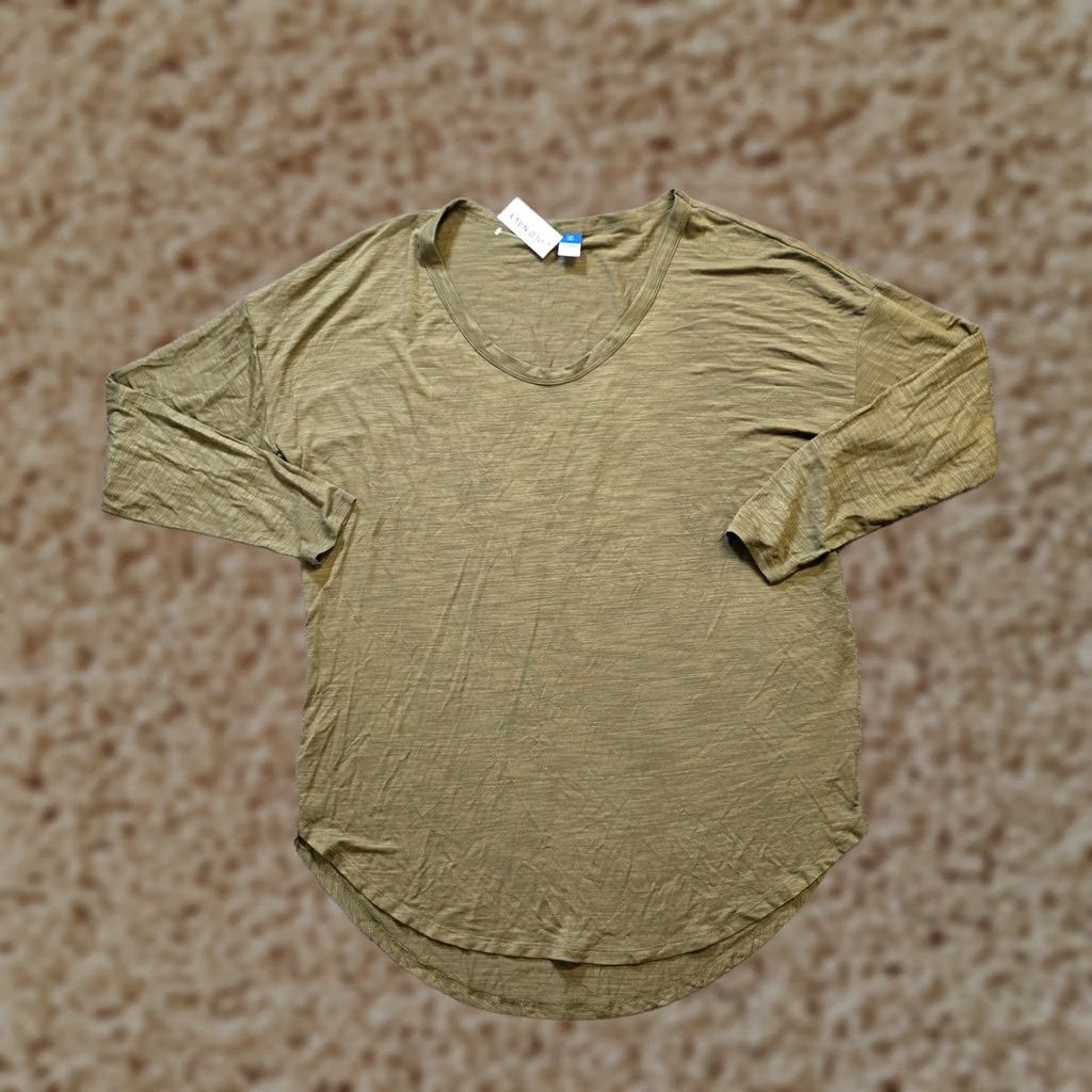 Old Navy Old Navy Top Womens Size Small Tall Green Textured Slub Knit Long Sleeve Capsule Shirt Cap Size S / US 4 / IT 40 - 1 Thumbnail