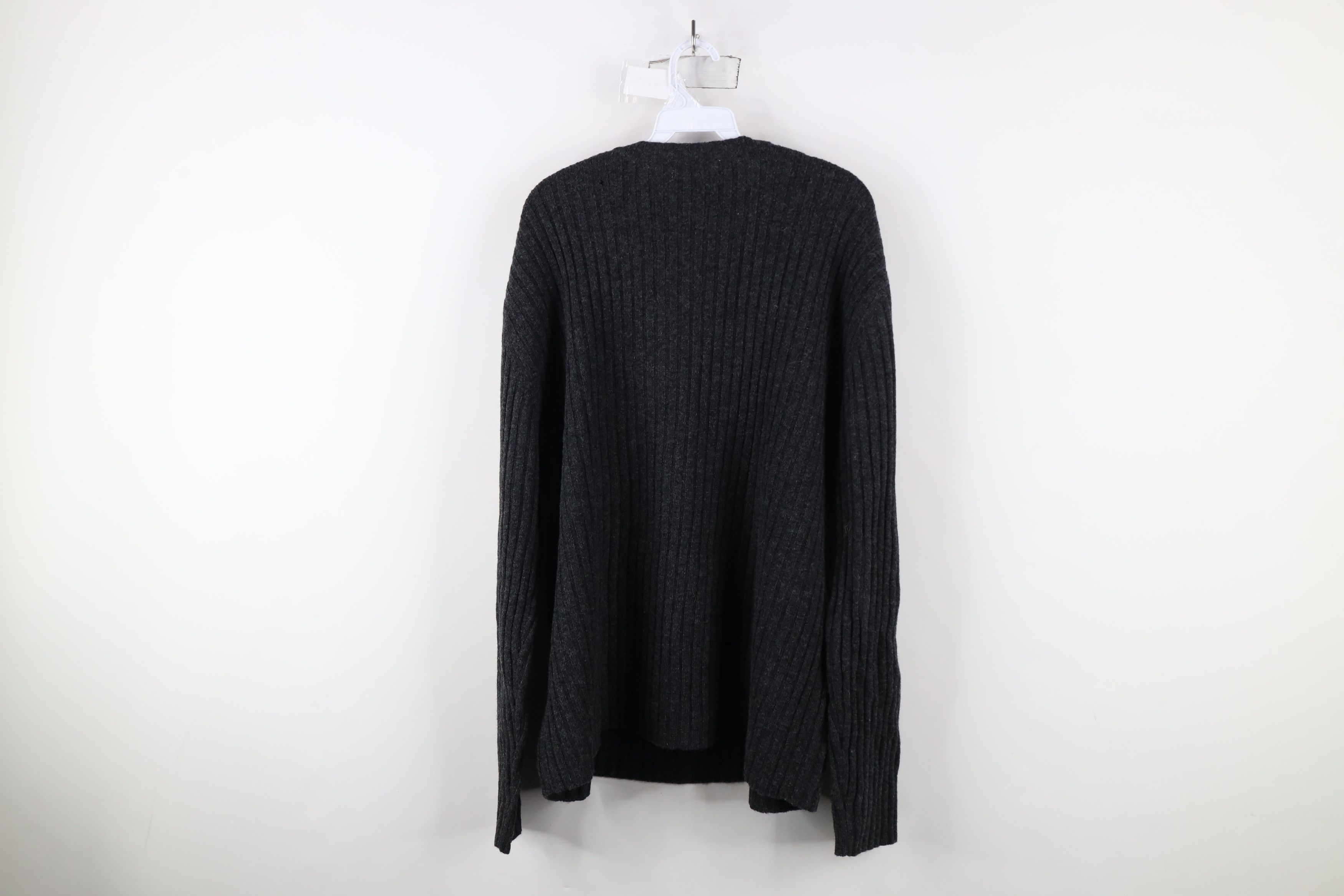 Vintage Vintage 90s Streetwear Blank Wool Ribbed Knit Sweater Gray Size US XL / EU 56 / 4 - 8 Thumbnail