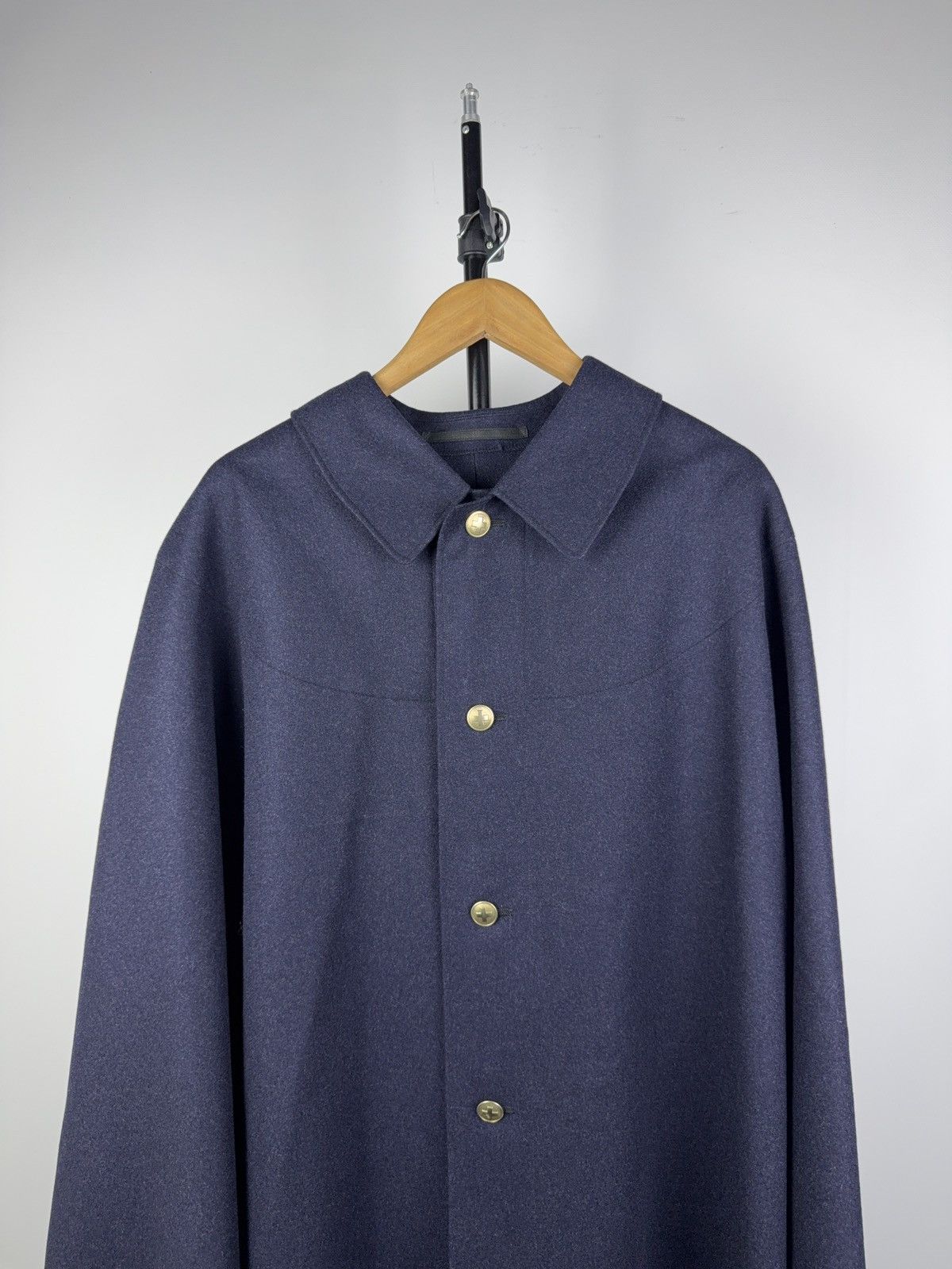 Vintage Vintage 80s Retro German Navy Wool Cape Coat Military Style Size US L / EU 52-54 / 3 - 2 Thumbnail