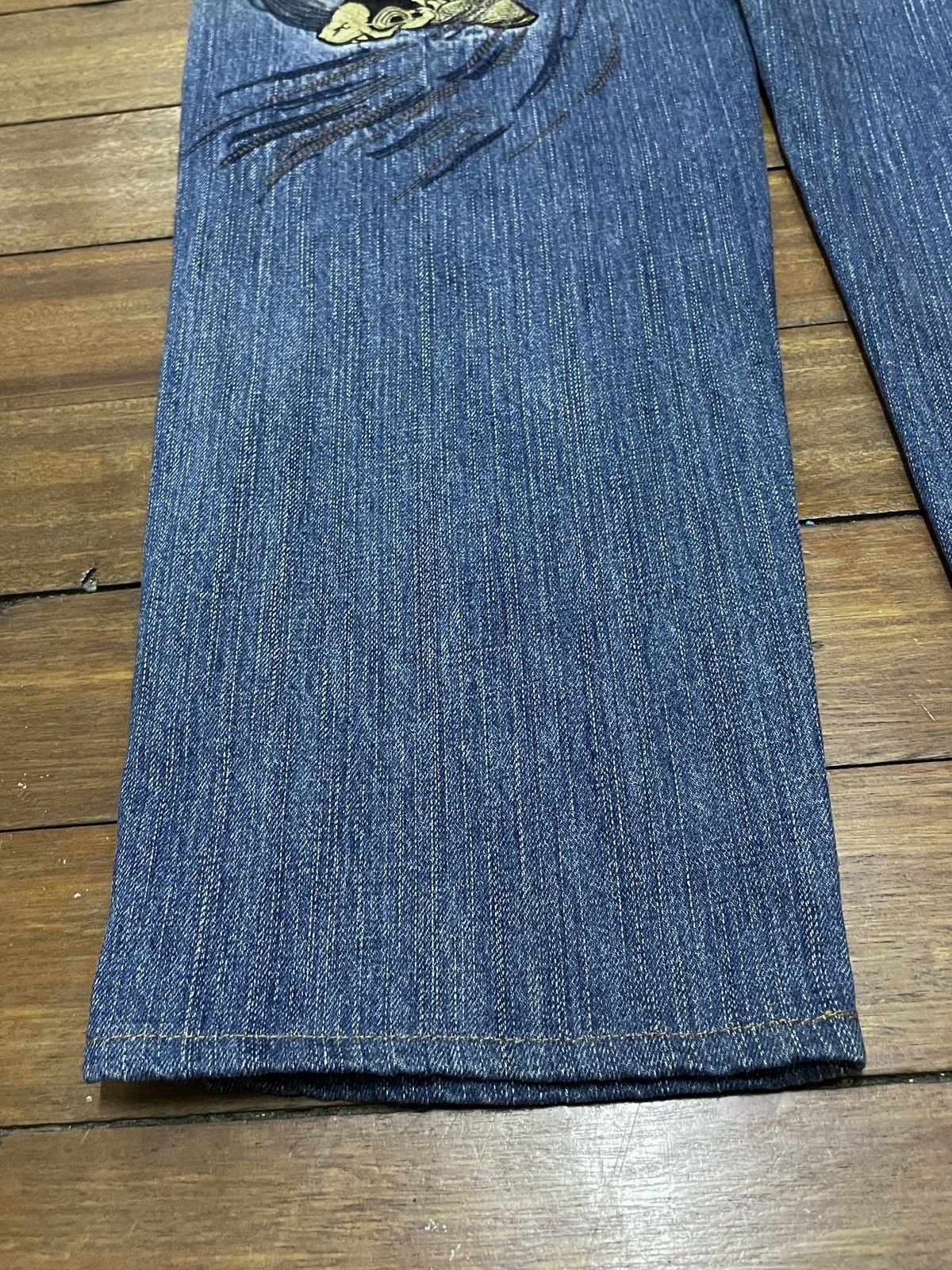 Japanese Brand × Vintage Very Rare Vintage Karakuri Koi Fish Sukajan Jeans 1990s Size US 38 / EU 54 - 7 Thumbnail