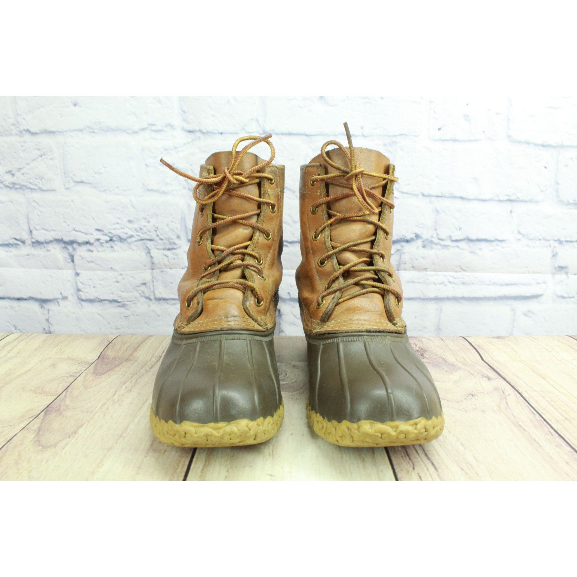 L.L. Bean × Leather LL Bean Women's Leather Lace Up Unlined Ankle Duck Boots Size US 8 / IT 38 - 4 Thumbnail