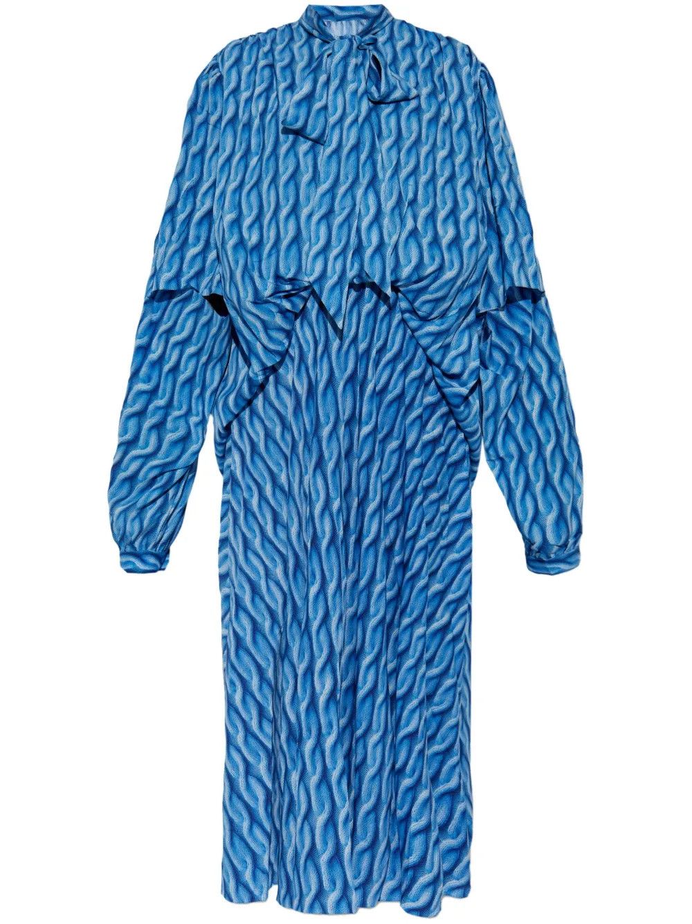 Balenciaga o1bcso1str0326 Double Sleeve Dress in Blue Size M / US 6-8 / IT 42-44 - 1 Thumbnail