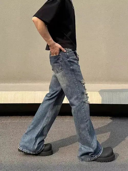 Jean Vintage distressed washed micro-flare jeans Size US 32 / EU 48 - 6 Thumbnail