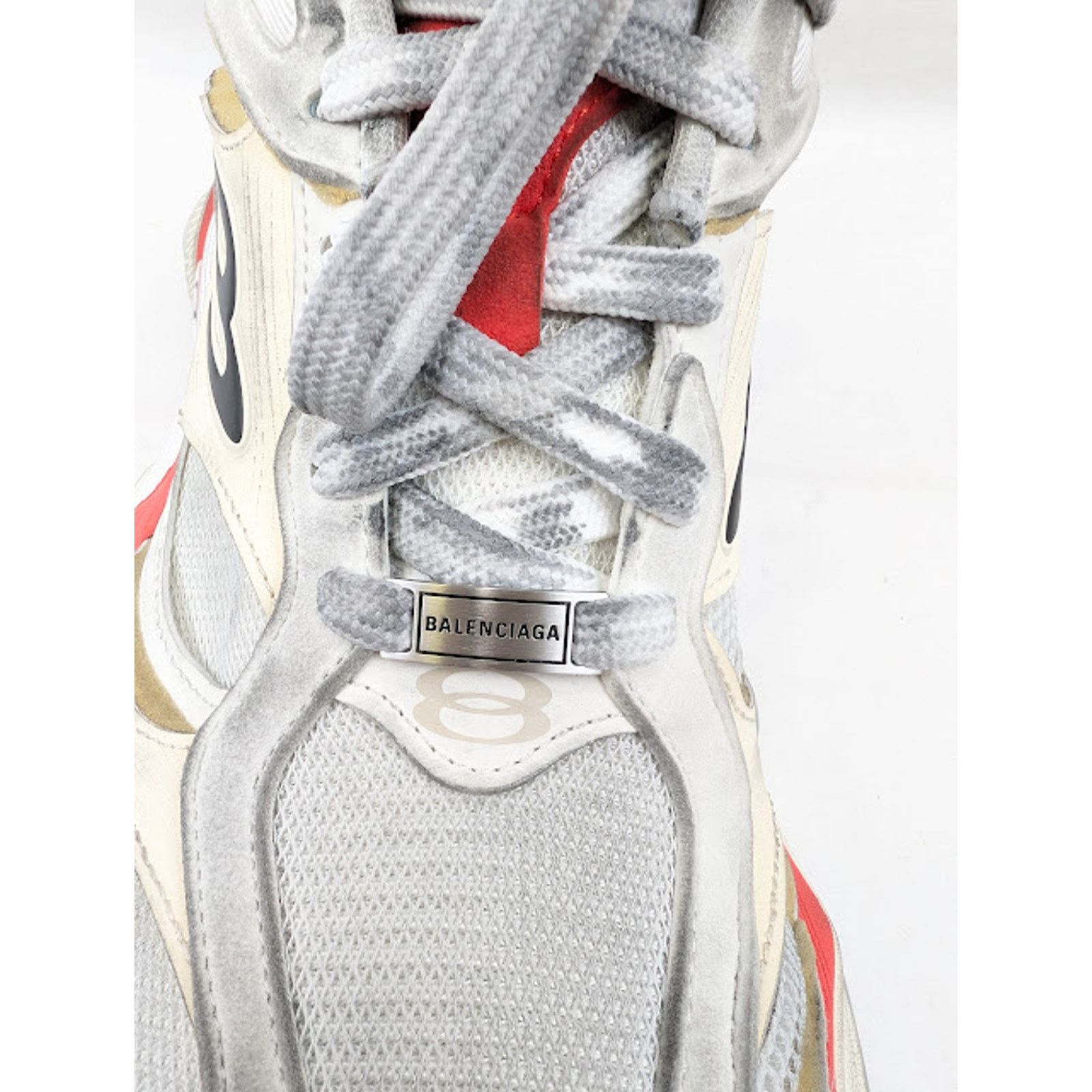 Balenciaga o1rshd1 Cargo Suede Low-Top Sneakers in Beige/Grey/Red Size US 12 / EU 45 - 5 Thumbnail