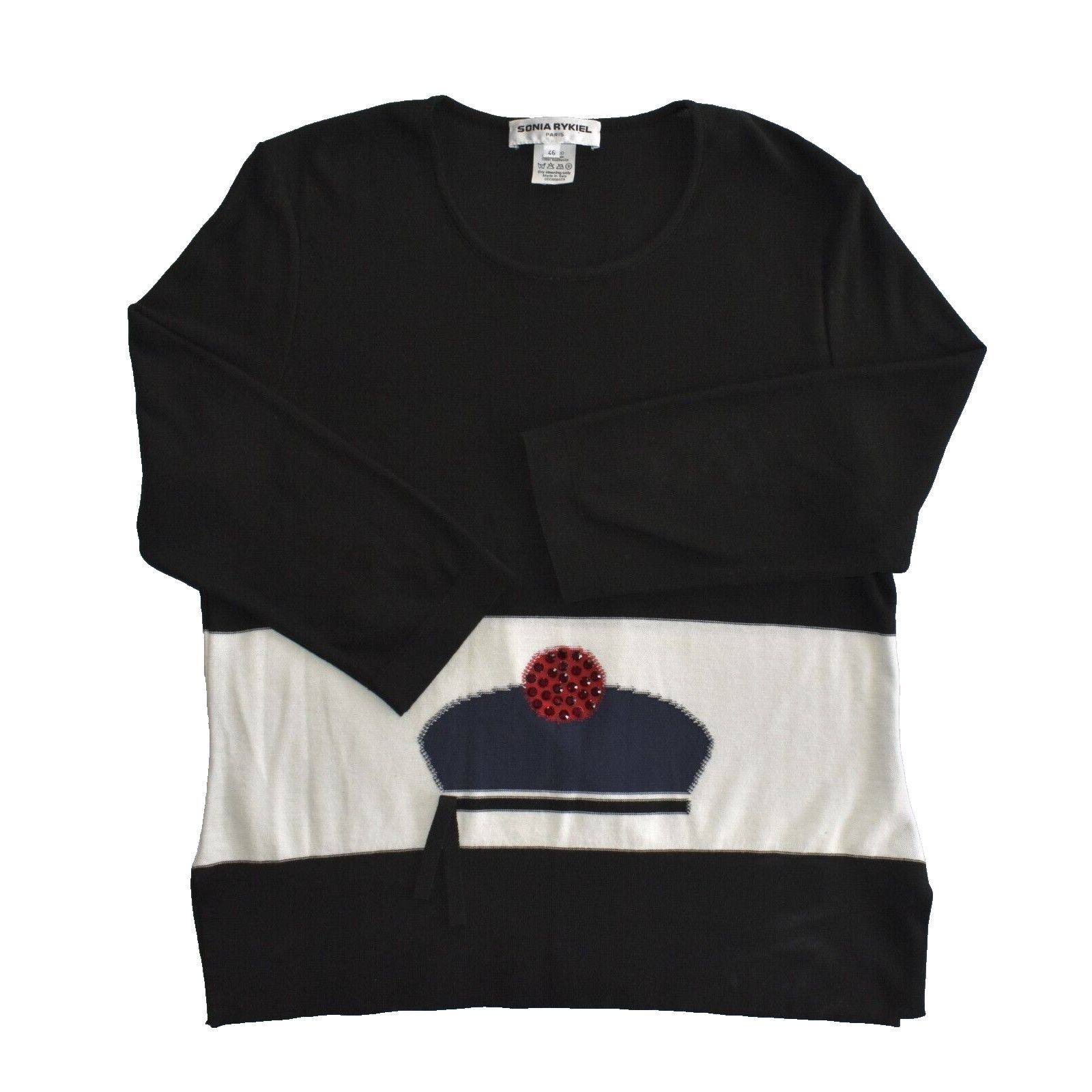 Sonia Rykiel SONIA RYKIEL Cotton Red Crystal Embellished Long Sweater 46 Size L / US 10 / IT 46 - 3 Thumbnail