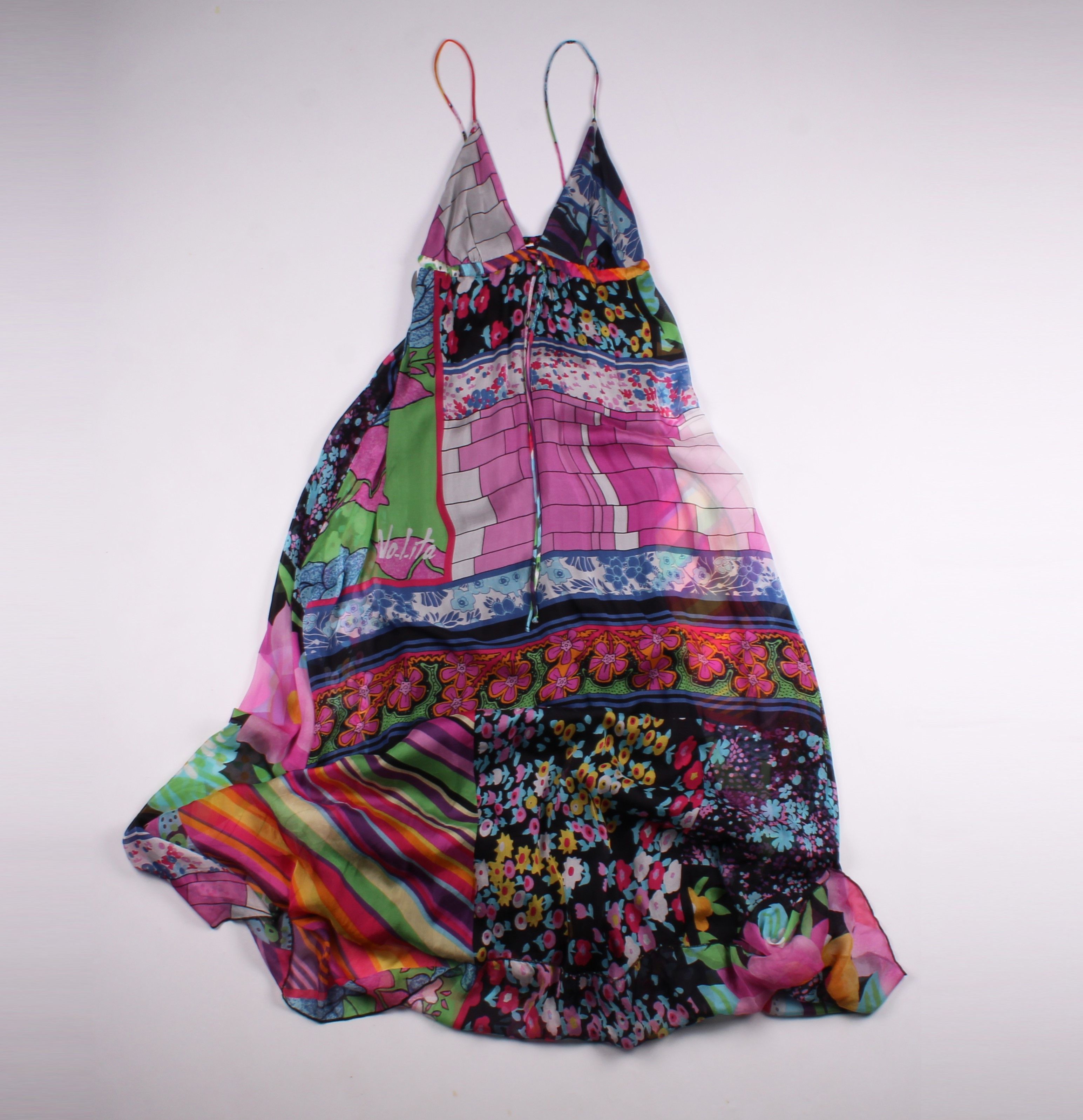 image of Italian Designers x Vintage Nolita North Little Italy Y2K Boho Silk Maxi Dress, Women's (Size Mediu